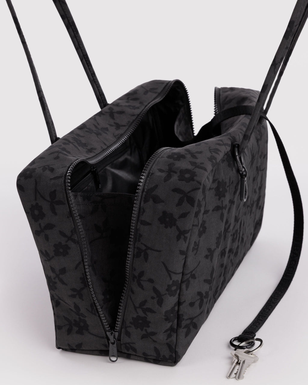 Medium Nylon Bowler Bag in Charcoal Ditsy Floral