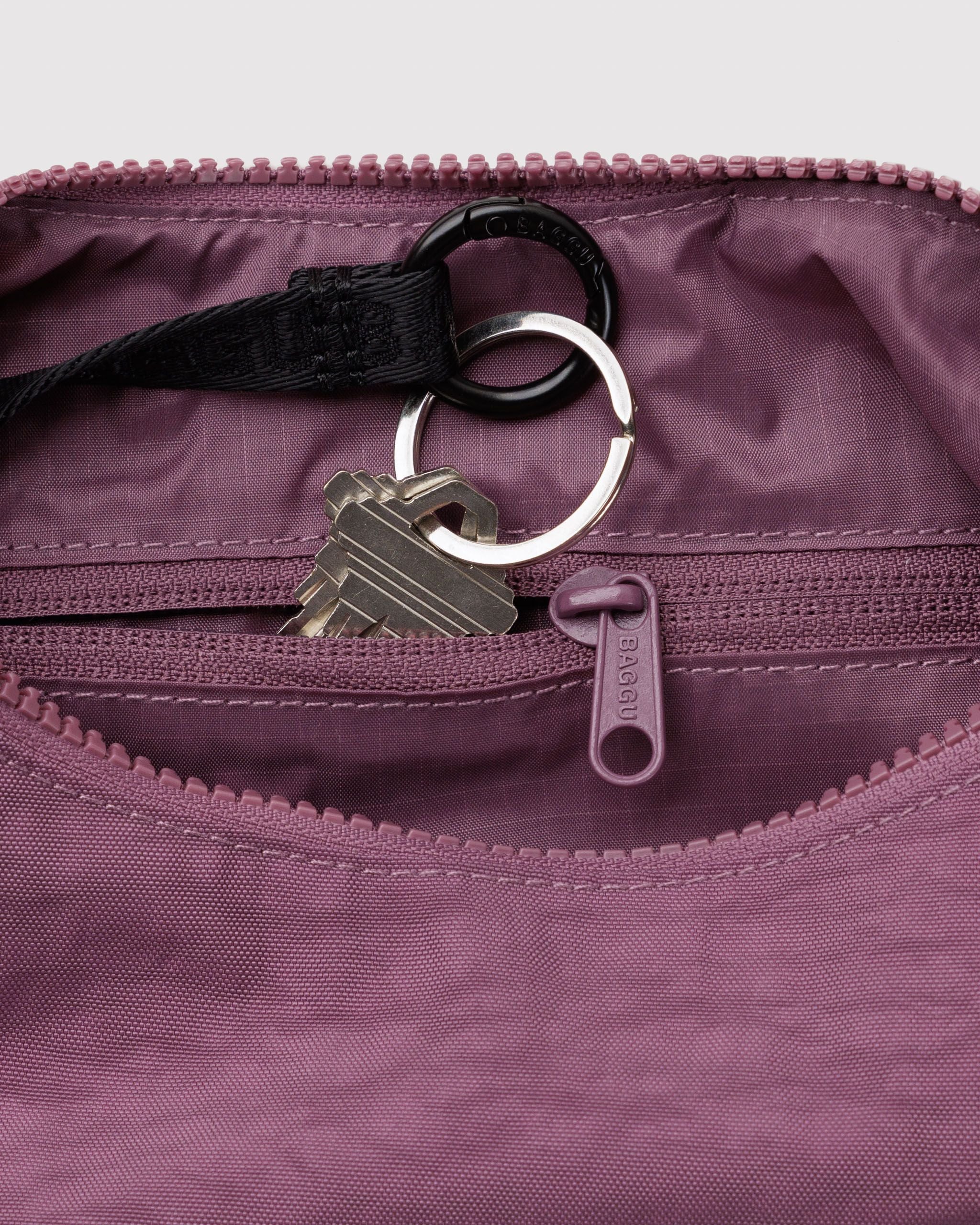 Small Nylon Crescent Bag in Wild Plum - Hands Free Everyday Carry
