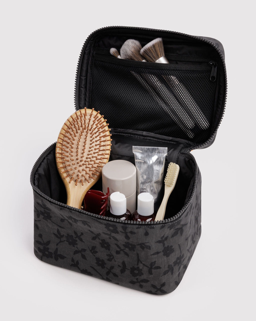 Large Cosmetic Case in Charcoal Ditsy Floral