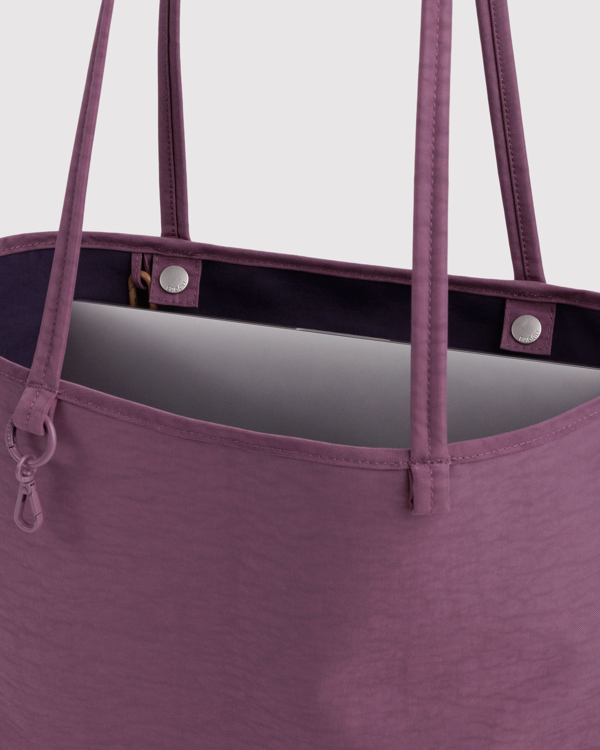 Medium Nylon Reversible Tote in Wild Plum Mix - Roomy Everyday Carry