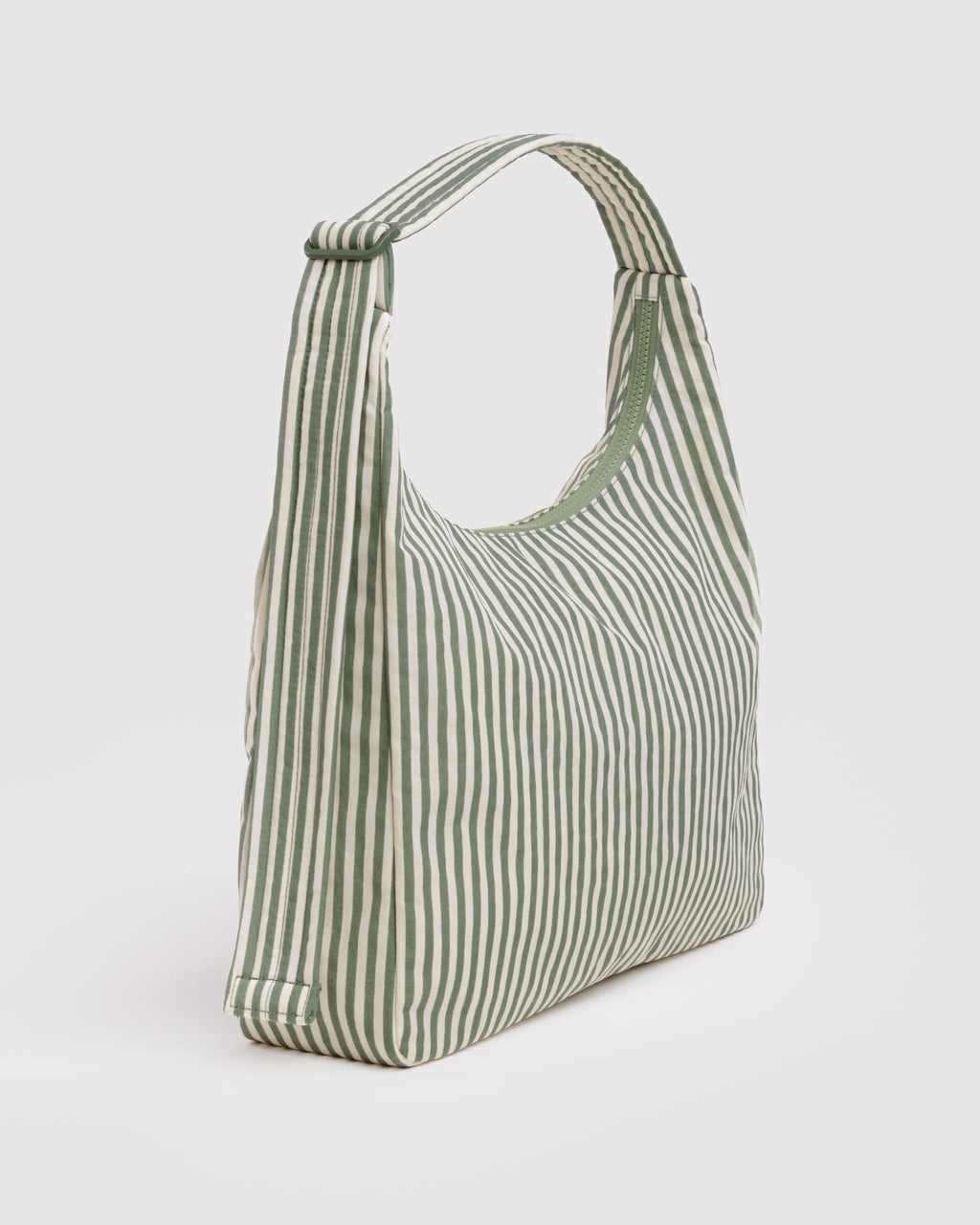 Nylon Shoulder Bag in Sage Stripe - Hands Free Everyday Carry