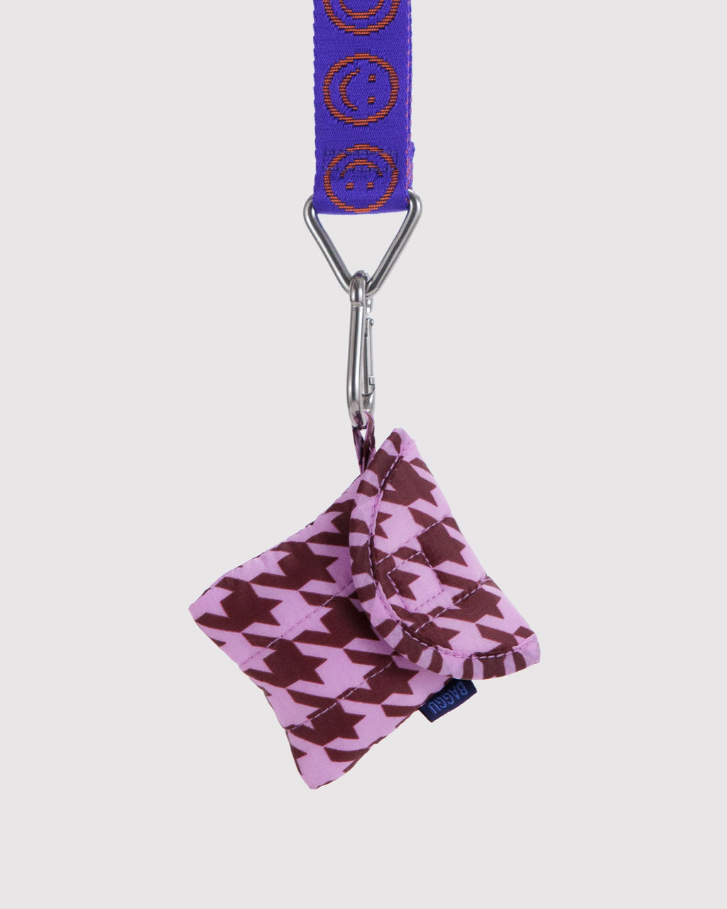 Puffy Earbuds Case in Pink Houndstooth - Soft Protective Storage