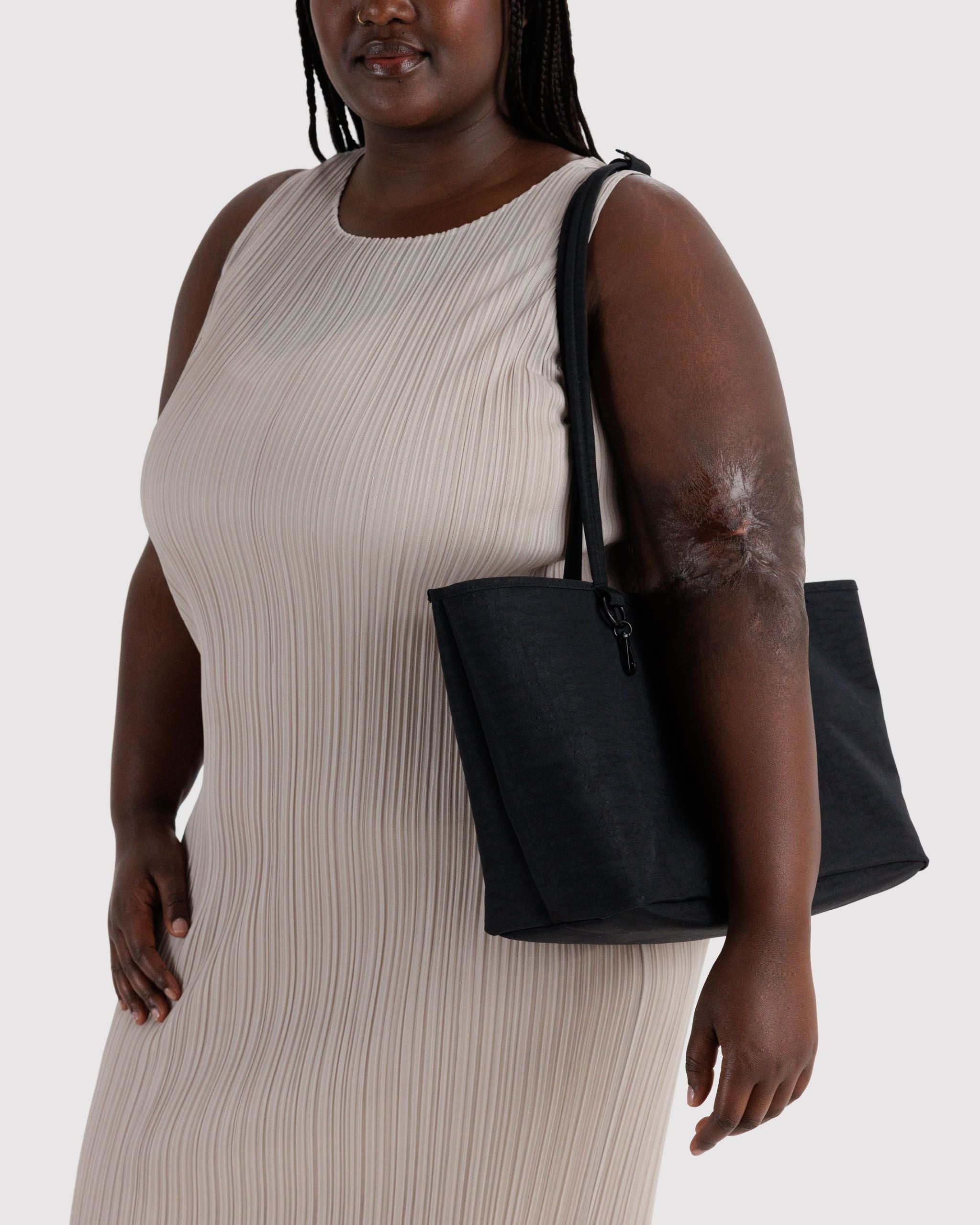 Medium Nylon Reversible Tote in Black Mix - Roomy Everyday Carry