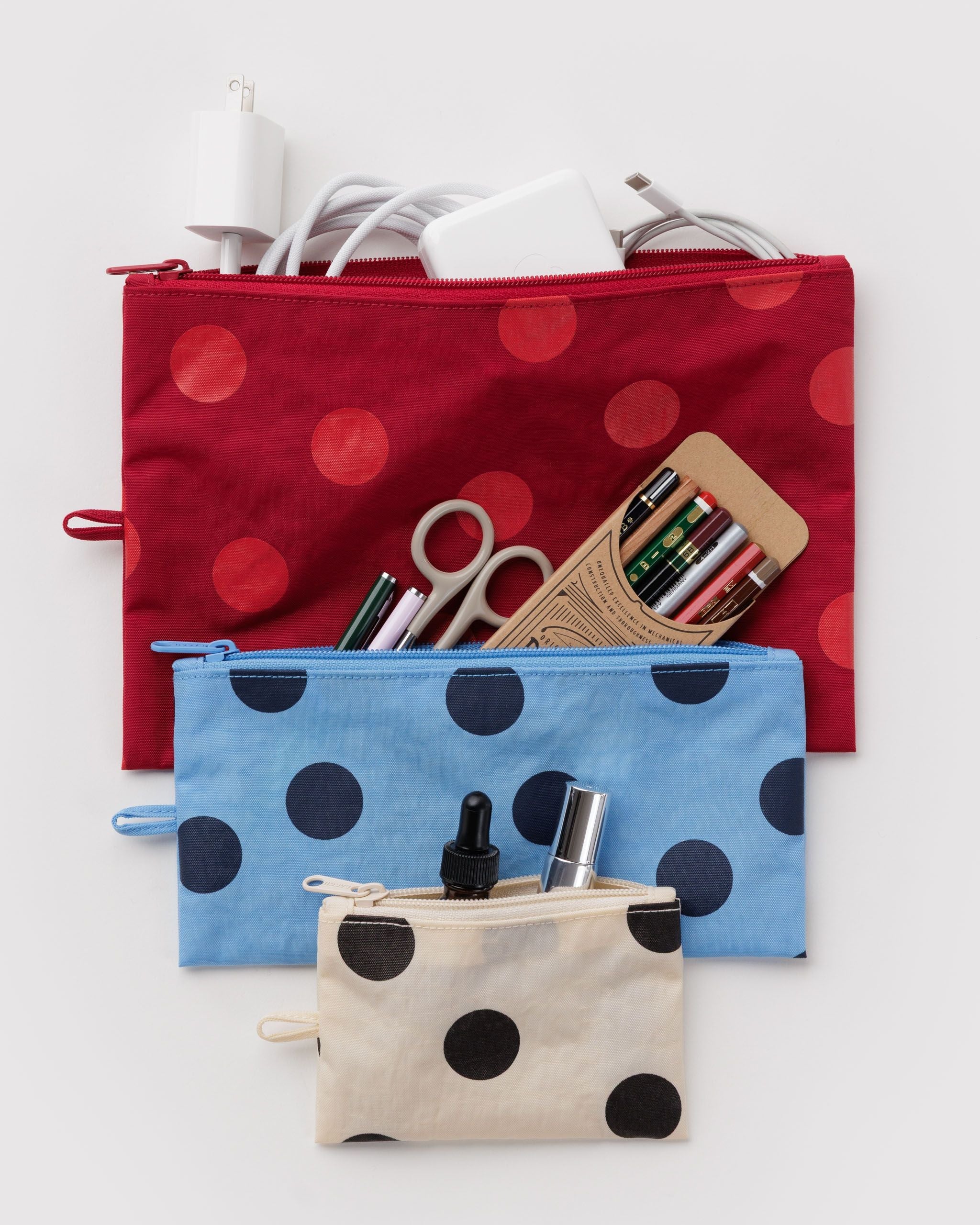 Flat Pouch Set in Polka Dot Mix - Easy Packing and Storage