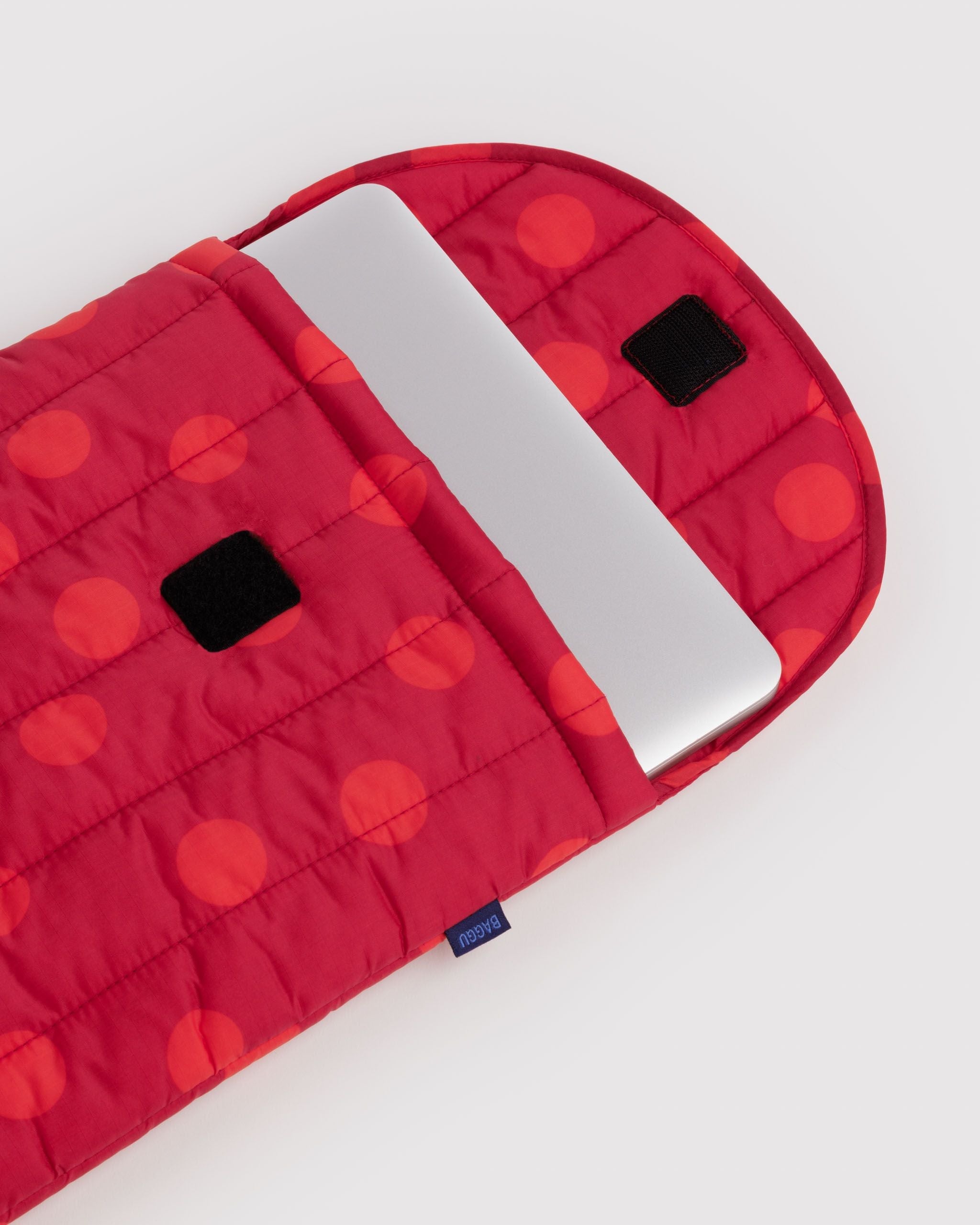 Puffy Laptop Sleeve 16 in Red Polka Dot - Soft Protective Storage