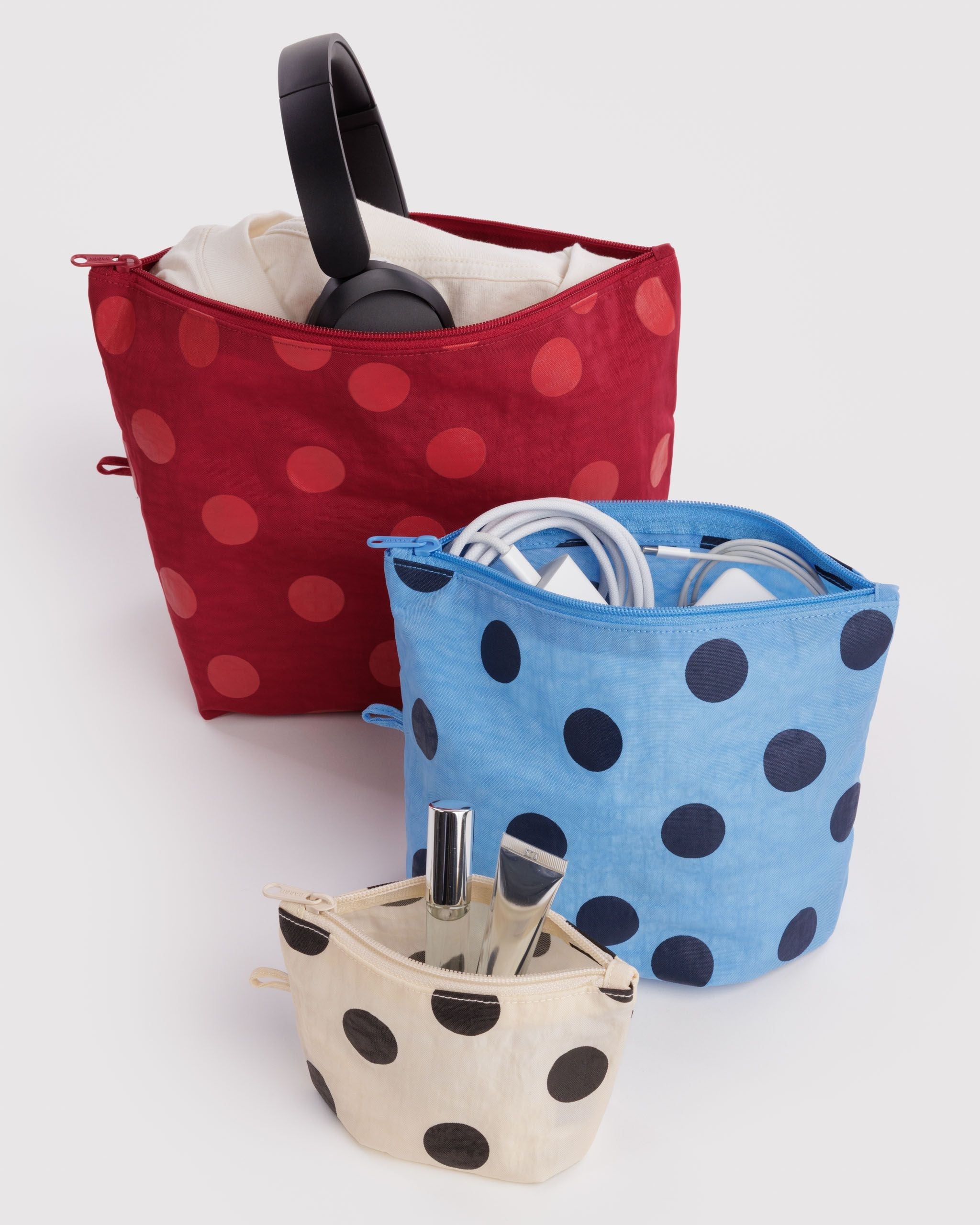 Go Pouch Set in Polka Dot Mix - Easy Packing and Storage