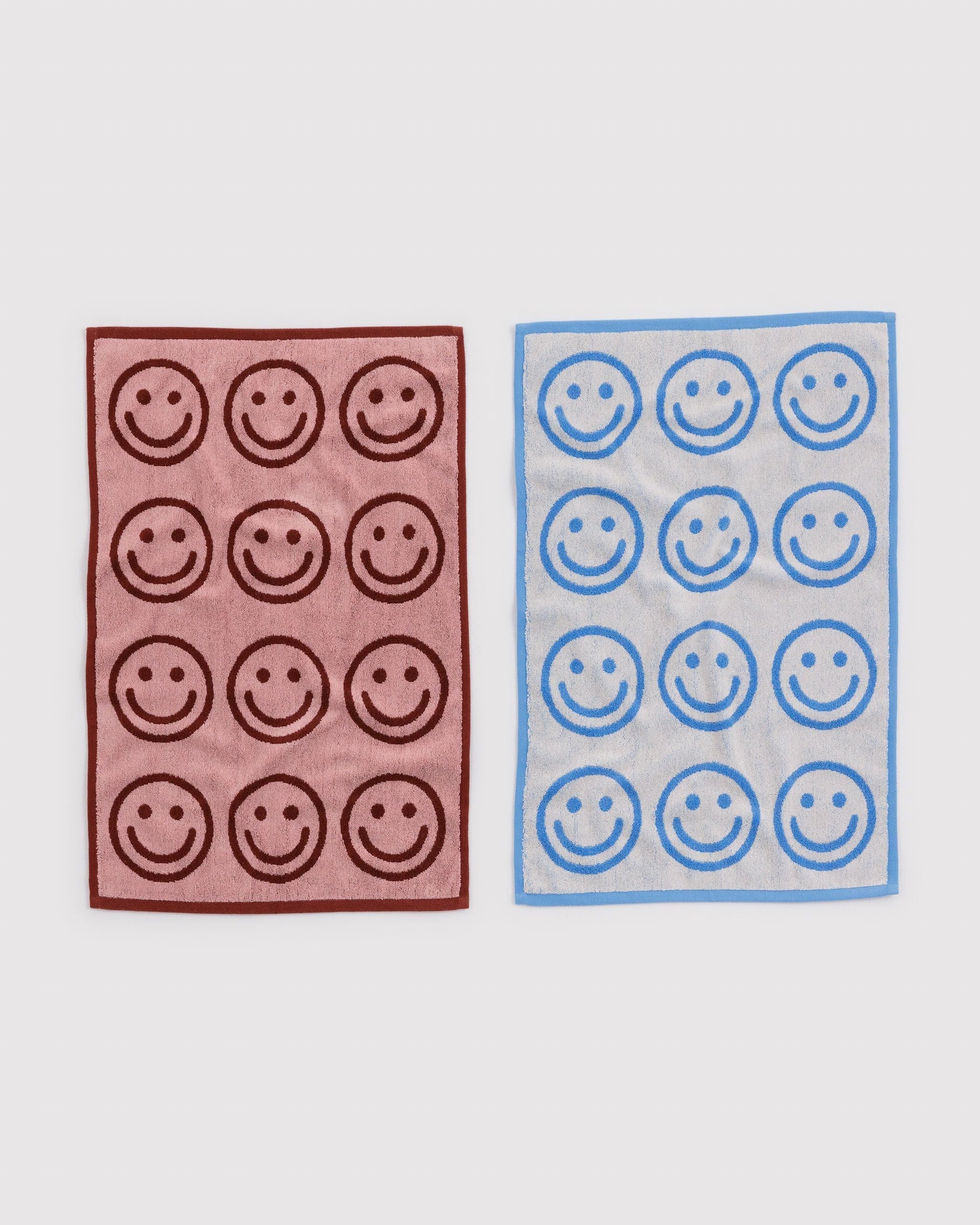 Hand Towel Set of 2 - Sky Blue and Blush Happy