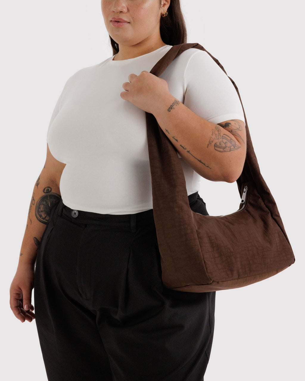 Nylon Meringue Bag in Coffee - Hands Free Everyday Carry