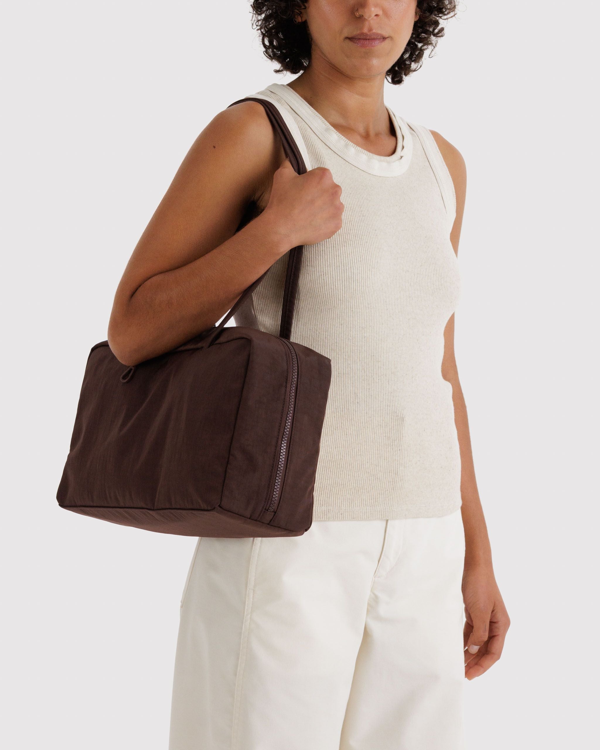 Medium Nylon Bowler Bag in Coffee - Hands Free Everyday Carry