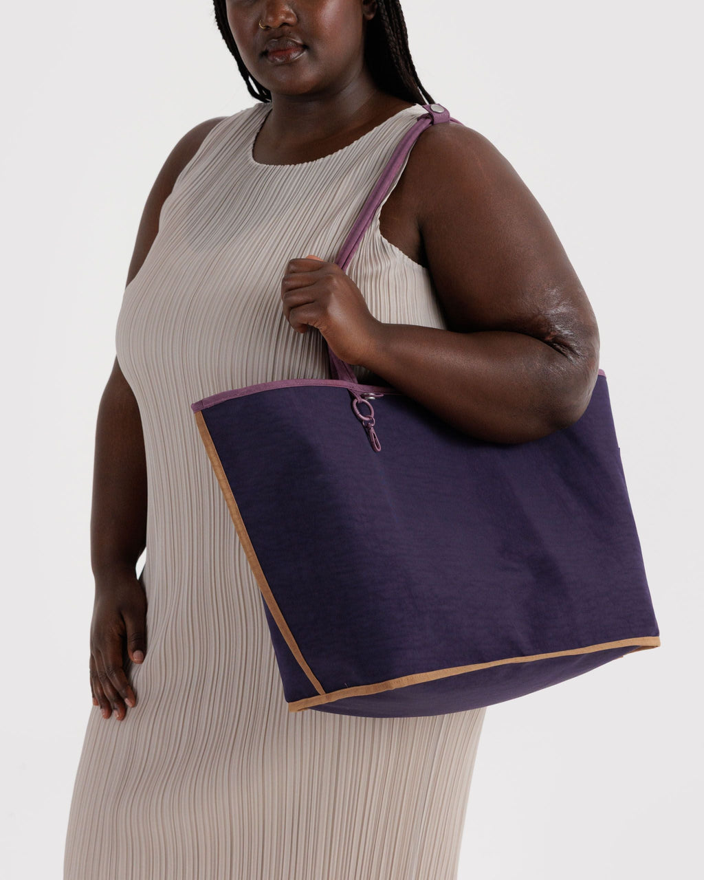 Large Nylon Reversible Tote in Wild Plum Mix - Roomy Everyday Carry