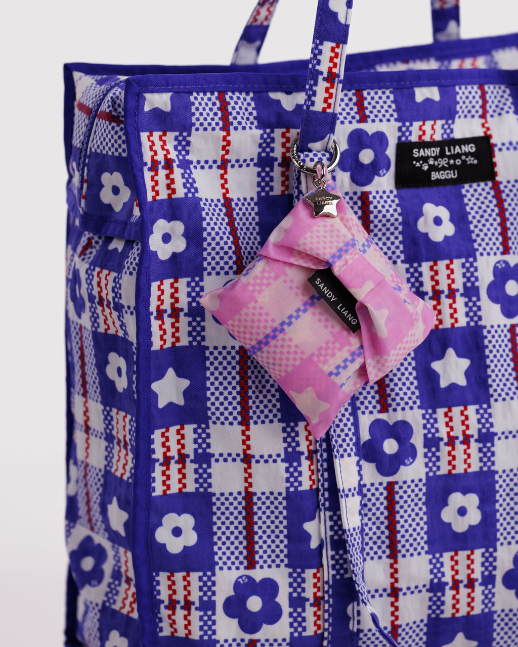 Baby Bow Baggu in Market Plaid Pink - Reusable Everyday Carry