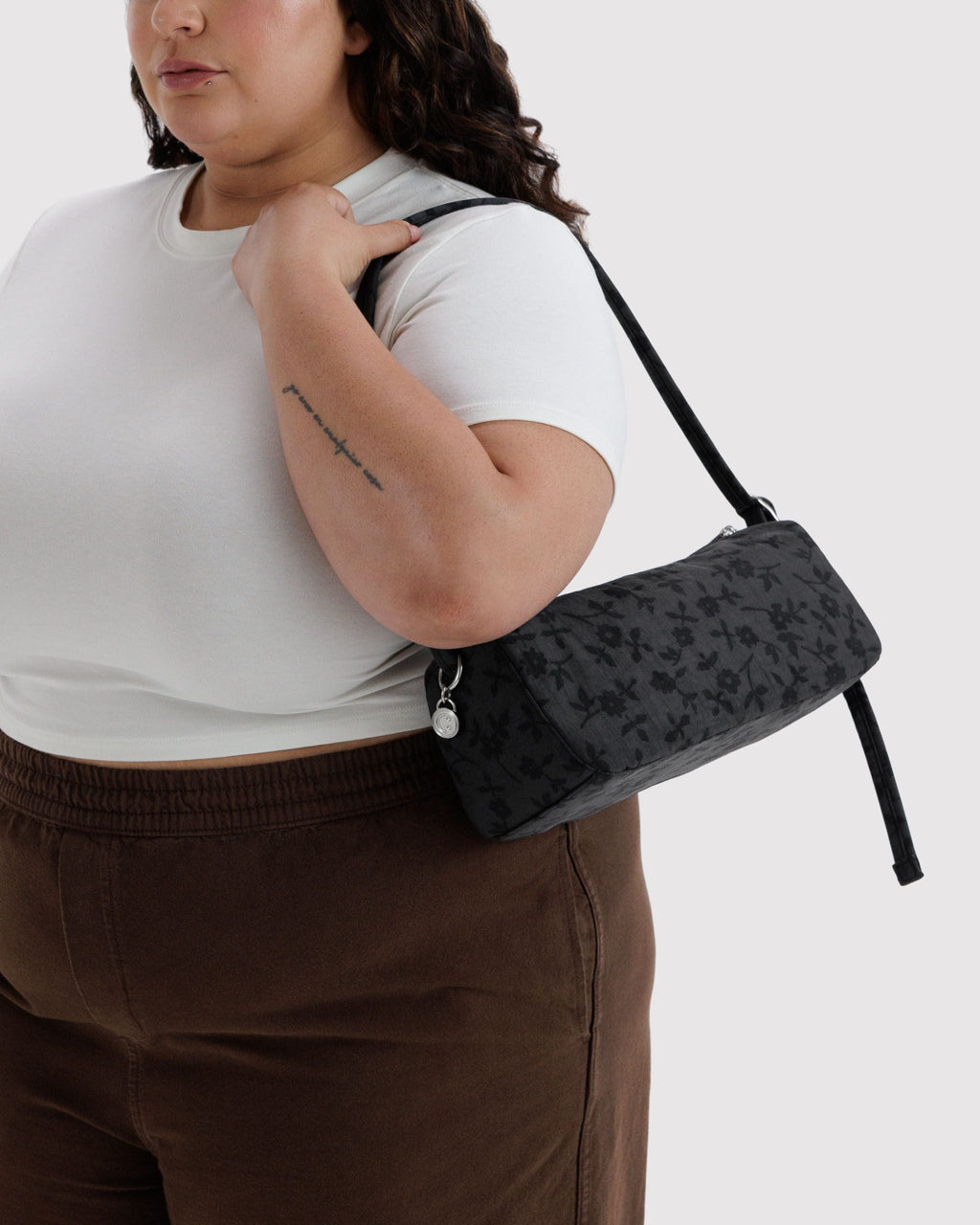 Nylon Loaf Bag in Charcoal Ditsy Floral - Hands Free Everyday Carry