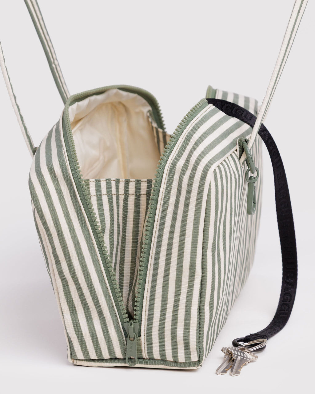 Nylon Bowler Bag in Sage Stripe - Hands Free Everyday Carry