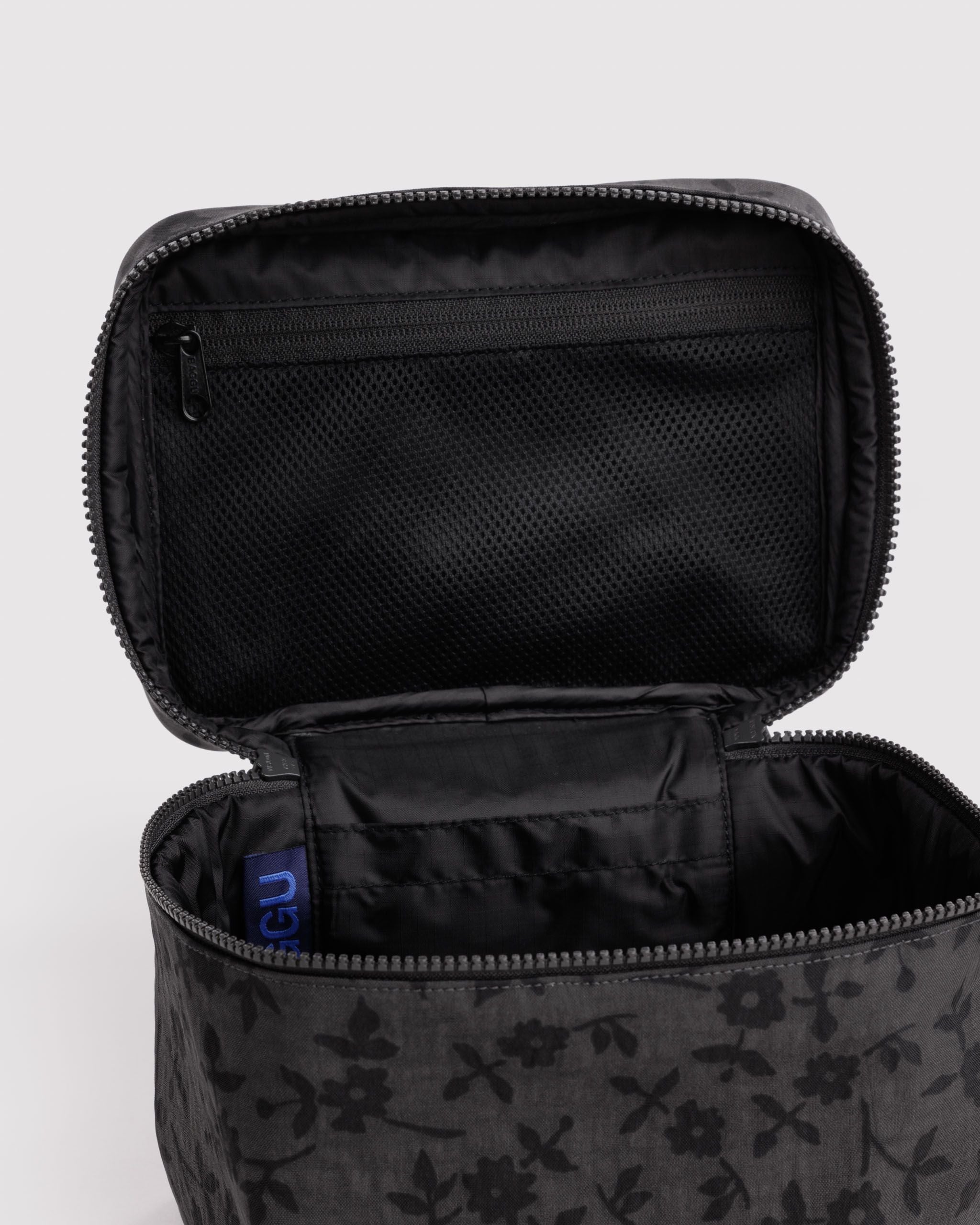 Large Cosmetic Case in Charcoal Ditsy Floral