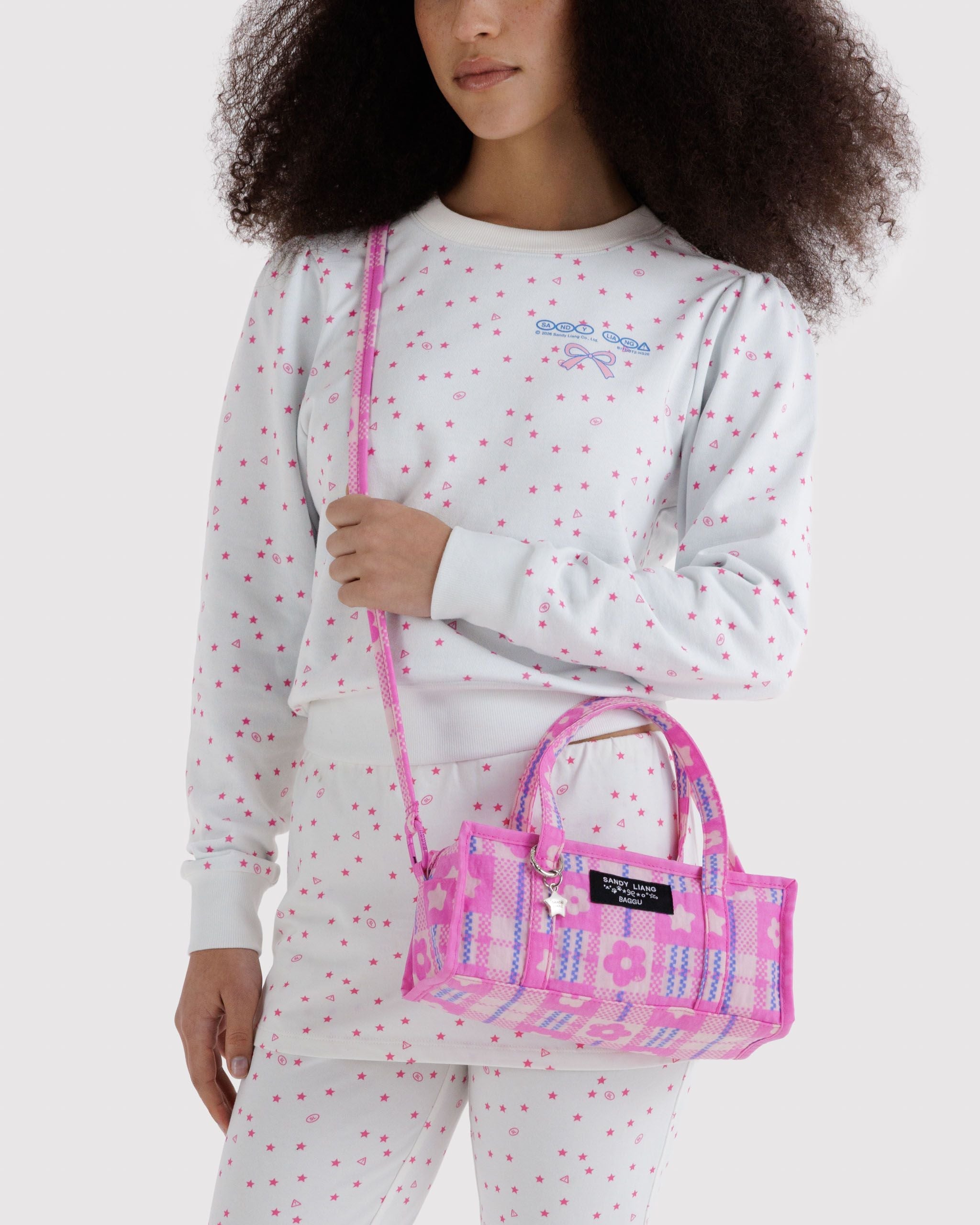 Mini Nylon Market Bag in Market Plaid Pink - Reusable Everyday Carry