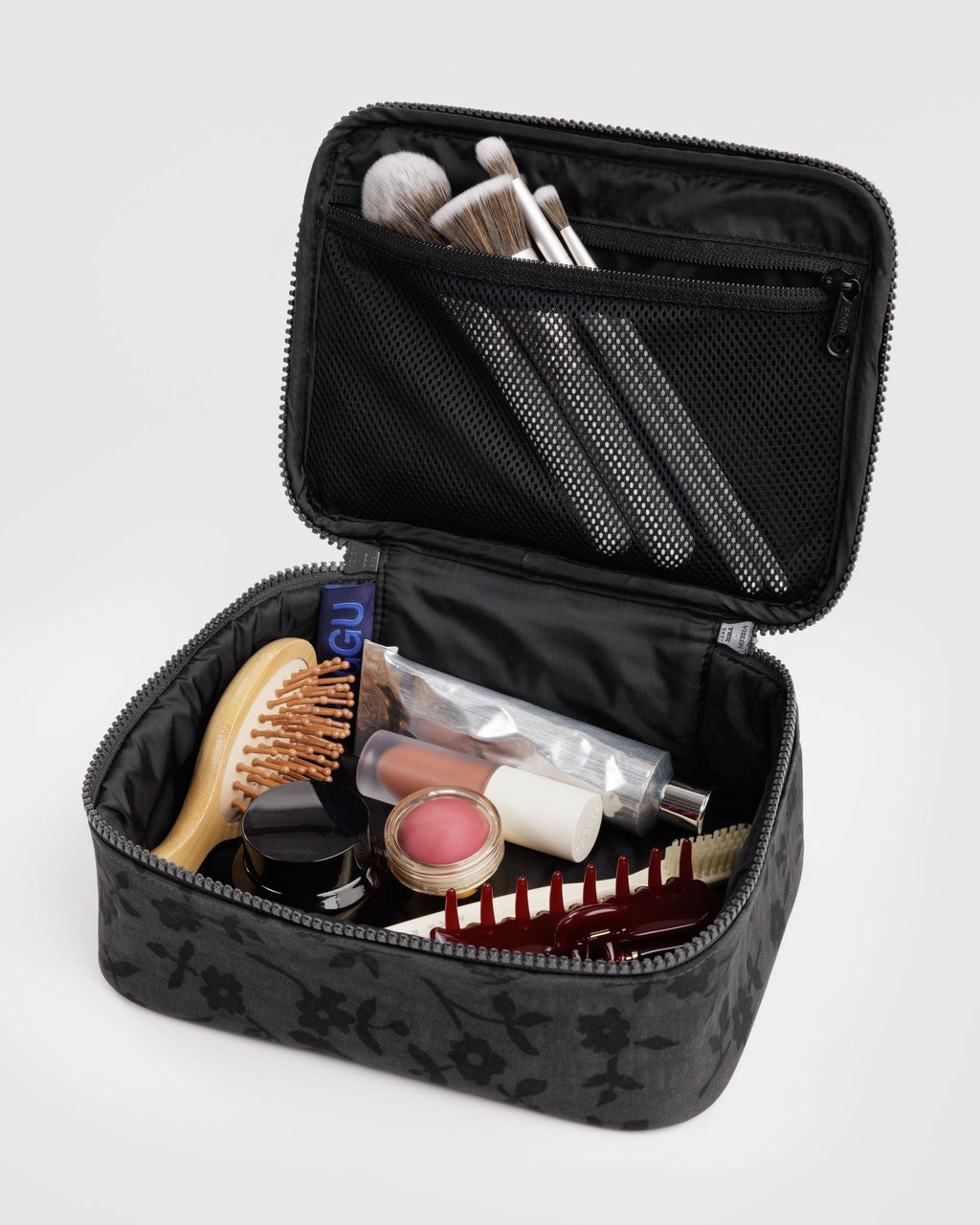 Small Cosmetic Case in Charcoal Ditsy Floral