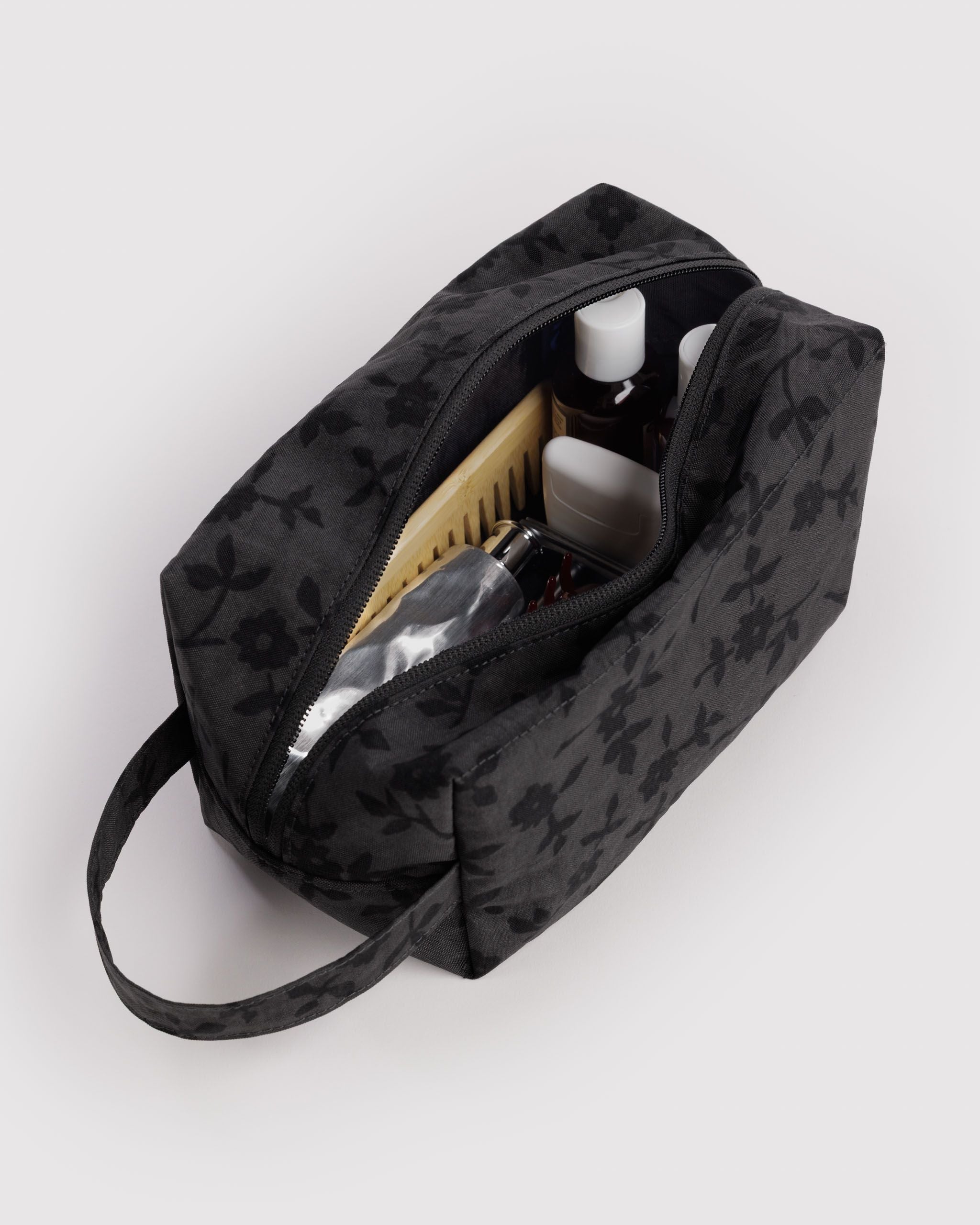 Dopp Kit in Charcoal Ditsy Floral - Easy Packing and Storage