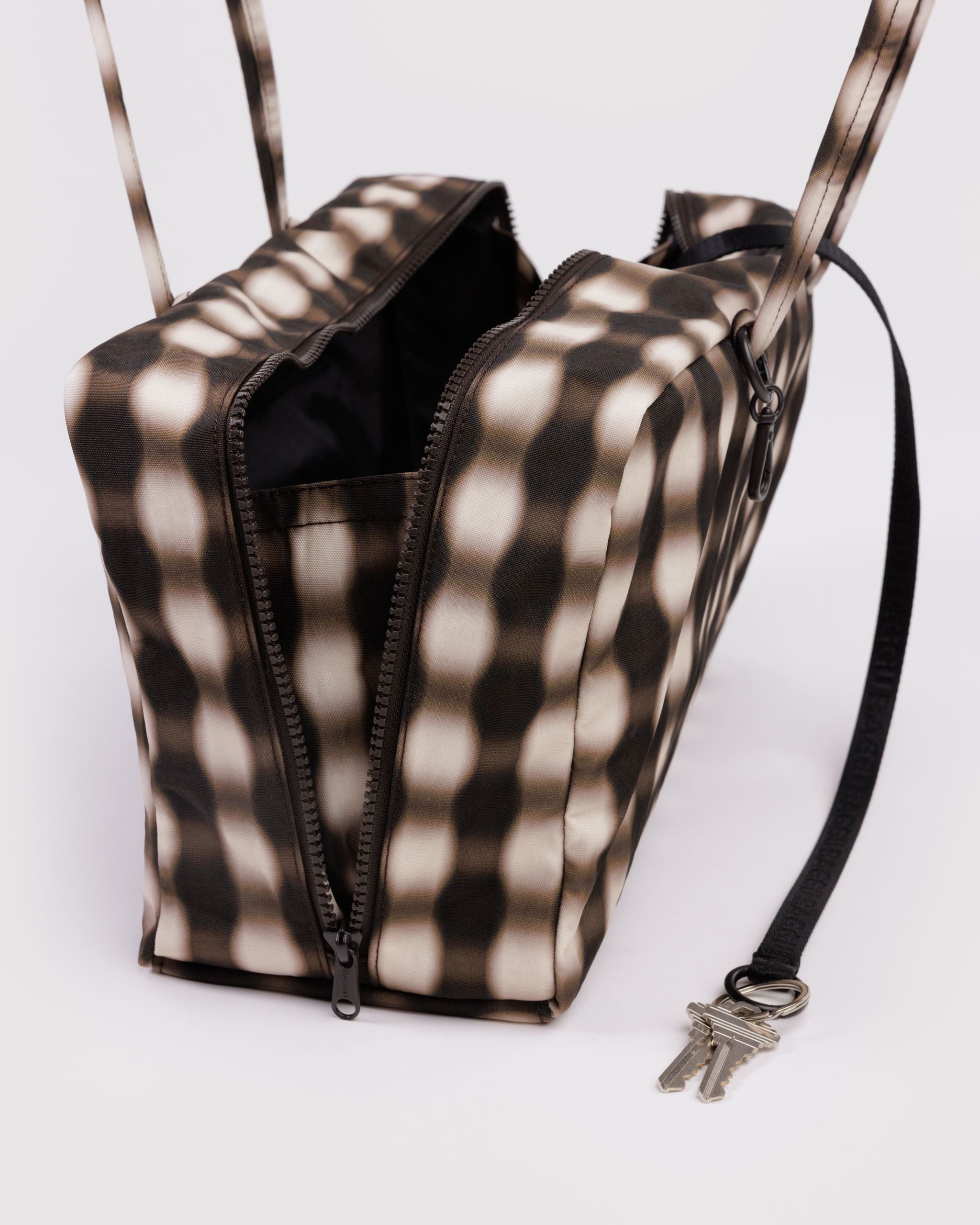 Medium Nylon Bowler Bag - Sale in Blurred Gingham Brown
