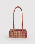Small Nylon Bowler Bag - Tan Houndstooth