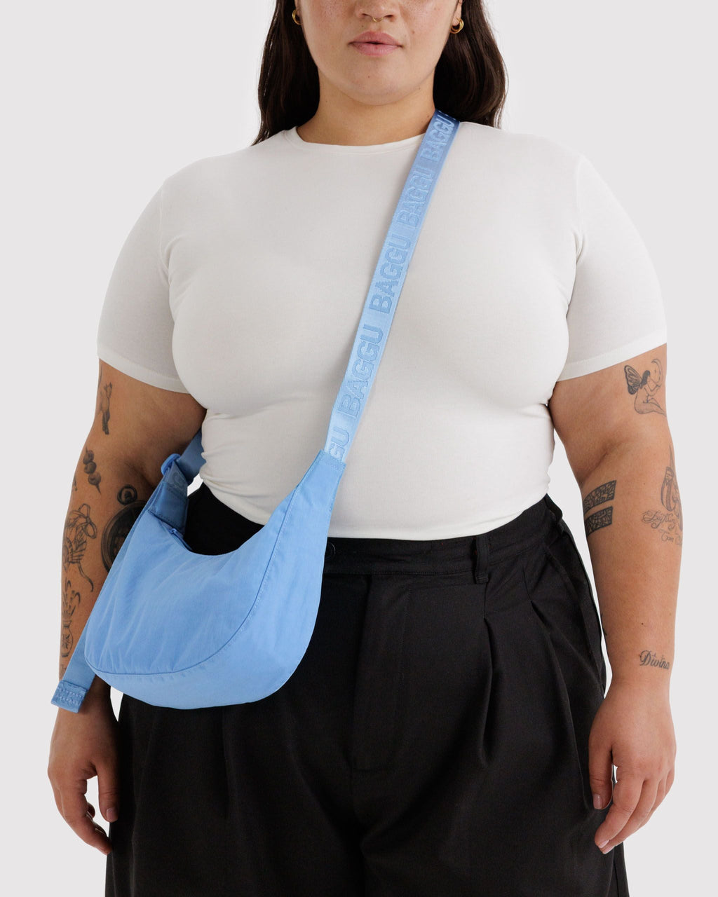 Small Nylon Crescent Bag in Piscine - Hands Free Everyday Carry