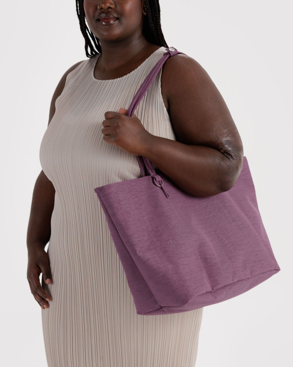 Large Nylon Reversible Tote in Wild Plum Mix - Roomy Everyday Carry