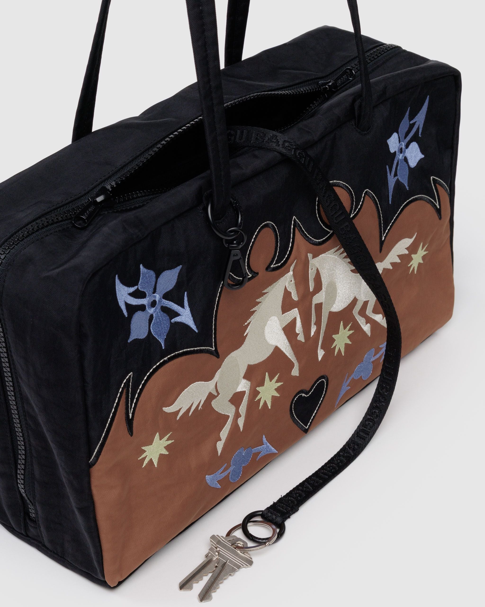 Medium Nylon Bowler Bag - Sale in Western Applique
