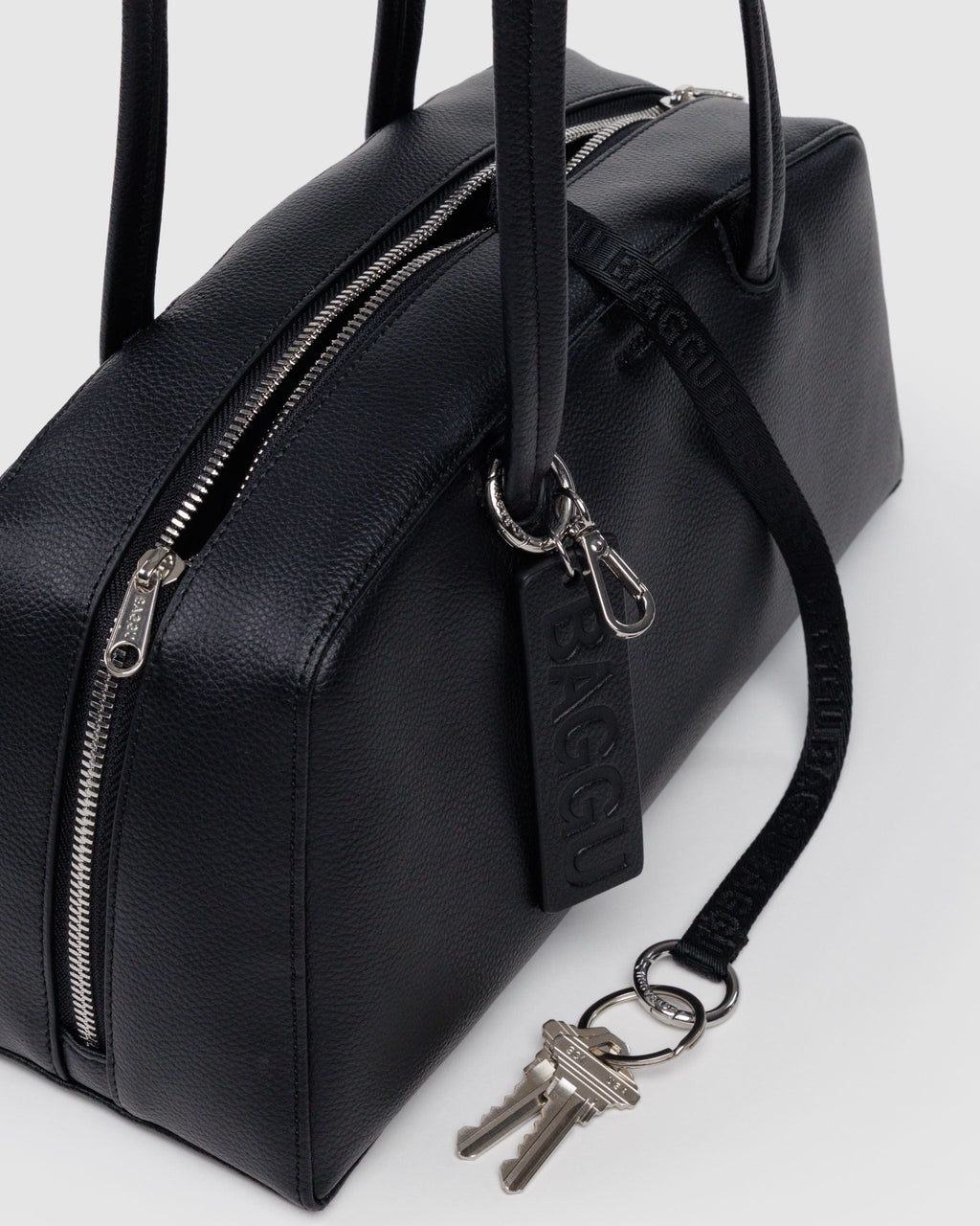 Recycled Leather Bowler Bag in Black - Hands Free Everyday Carry