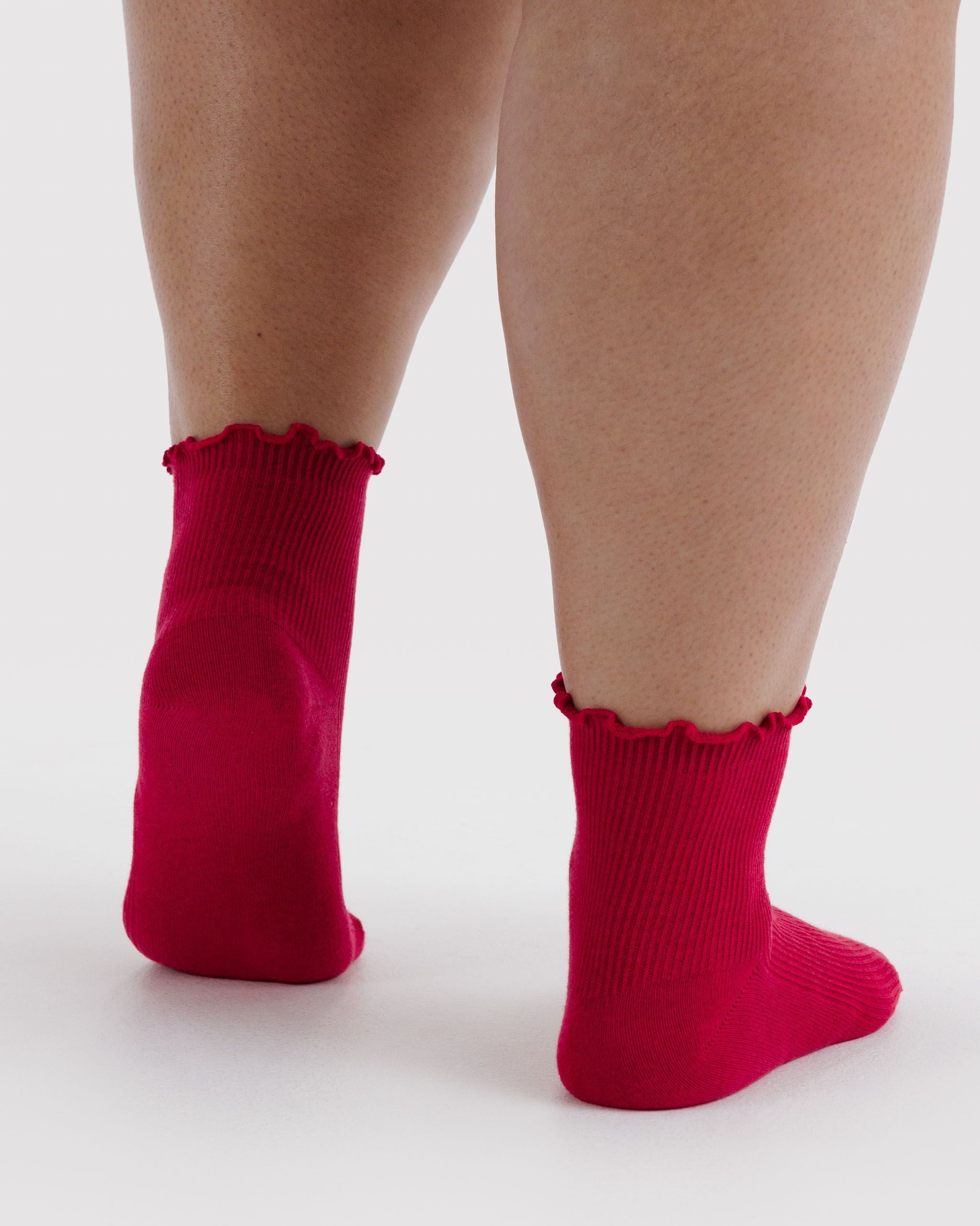 Lettuce Edge Sock Set of 2 in Wild Plum and Cherry