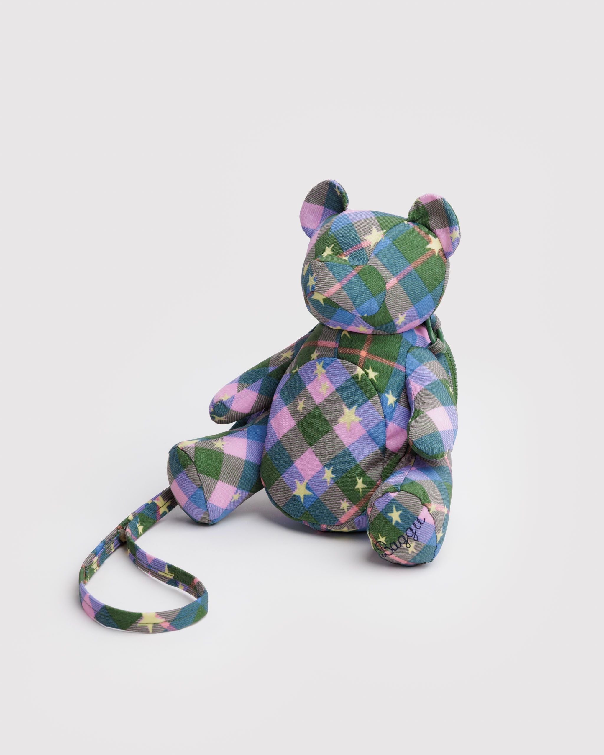 Bear Baggu - Green Star Plaid