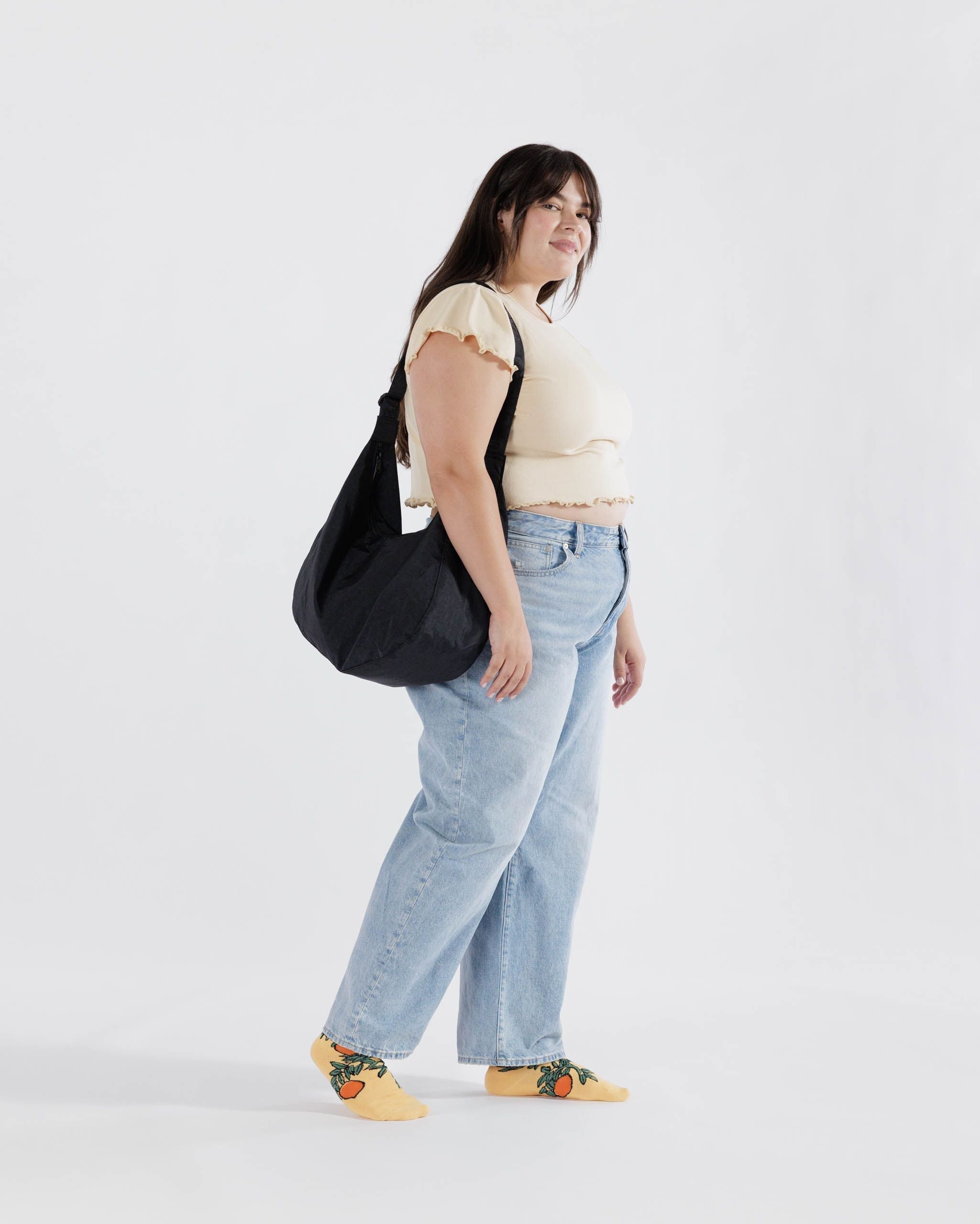 Large Nylon Crescent Bag in Black - Hands Free Everyday Carry