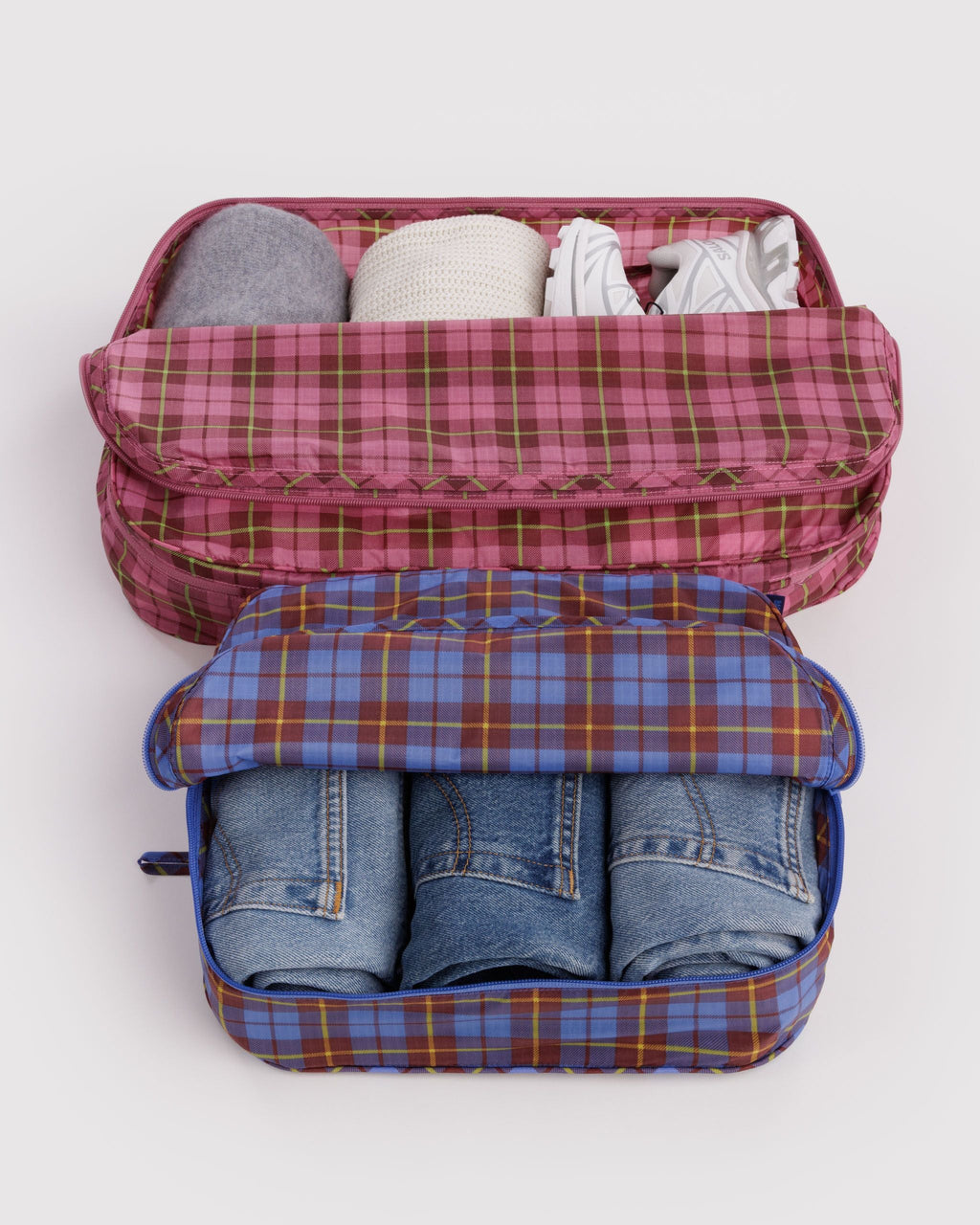Large Packing Cube Set in Check Mix - Easy Packing and Storage