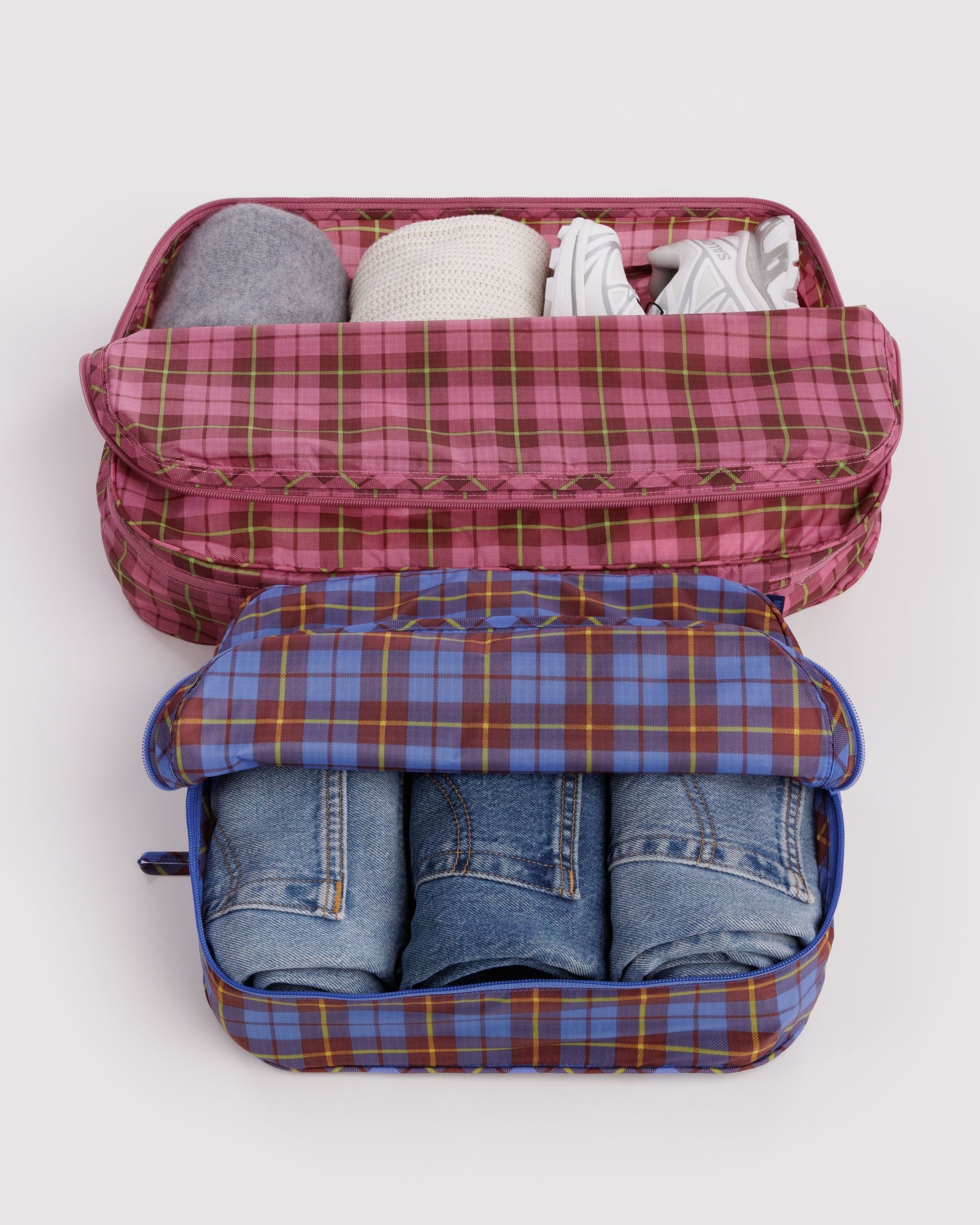 Large Packing Cube Set in Check Mix - Easy Packing and Storage