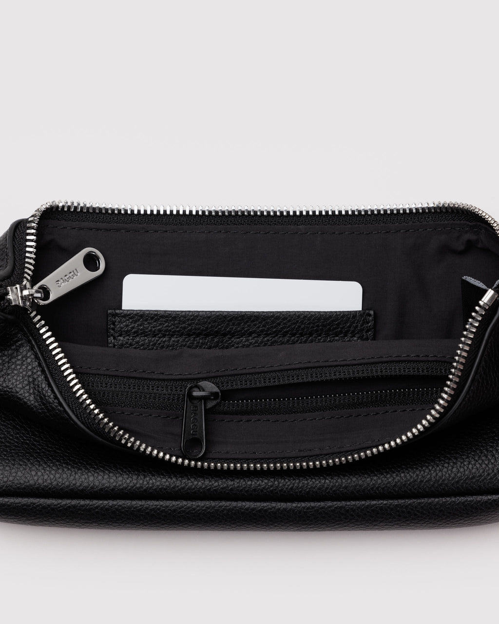 Recycled Leather Pochette in Black - Hands Free Everyday Carry