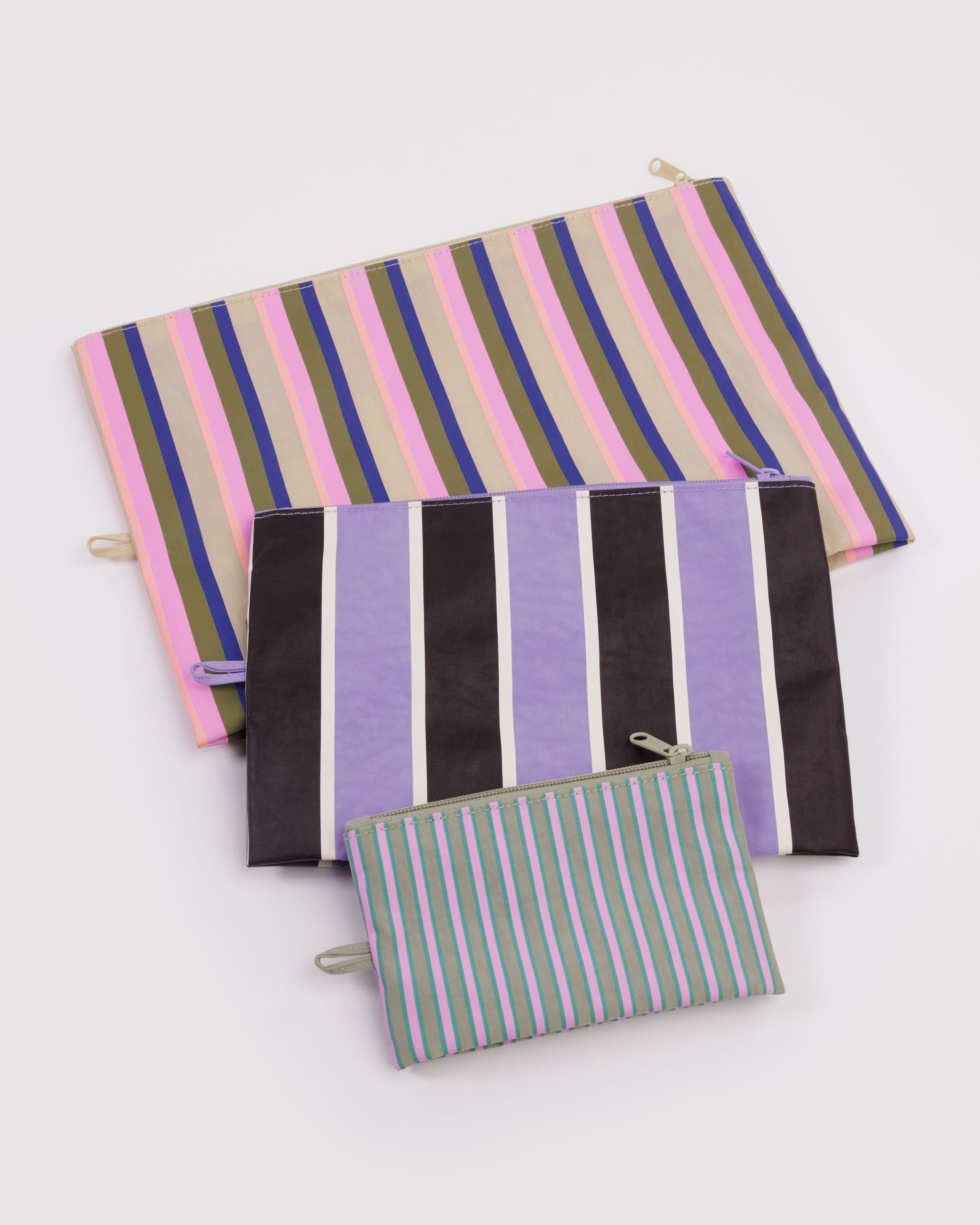 Go Pouch Set in Candy Shop Stripes - Easy Packing and Storage