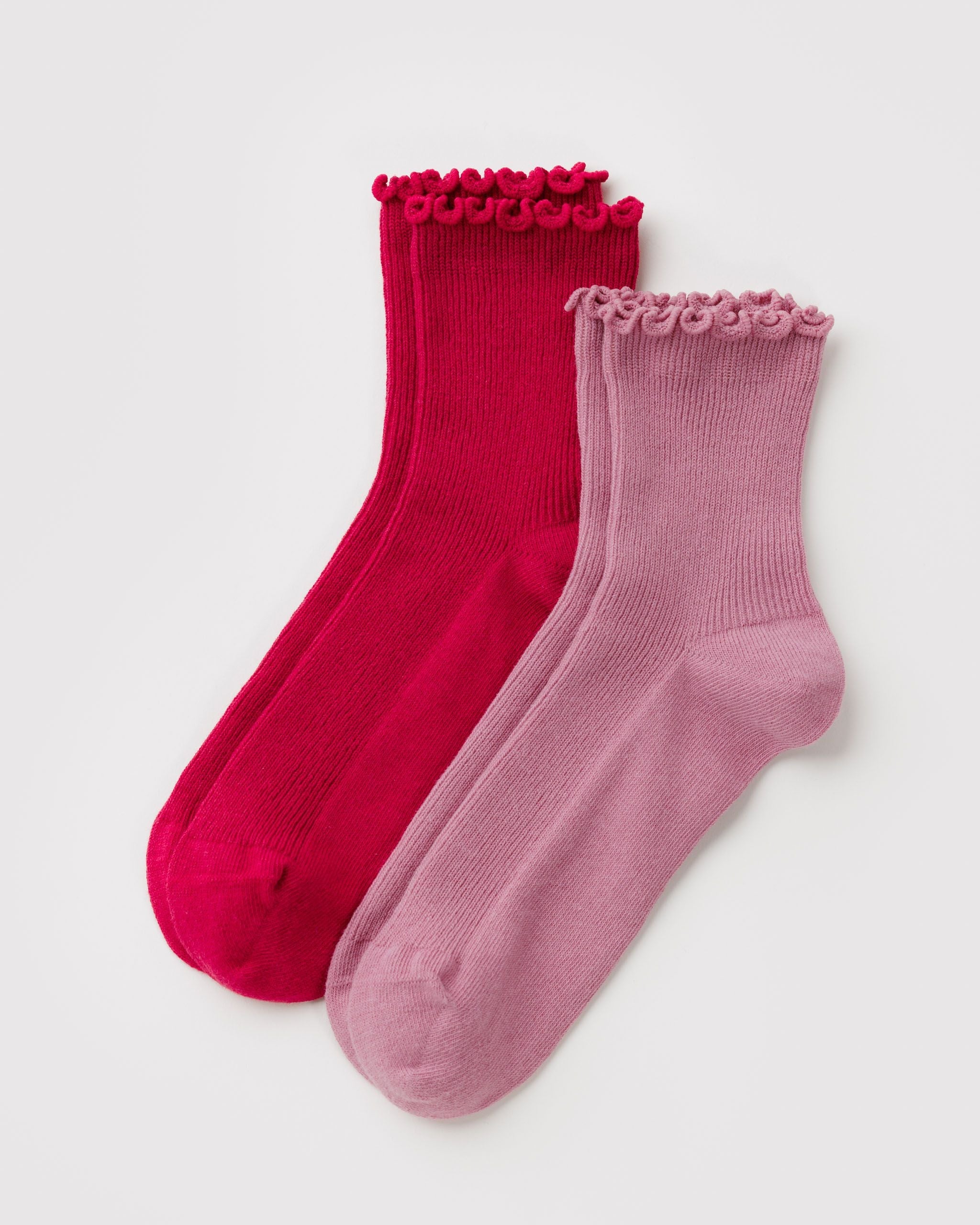 Lettuce Edge Sock Set of 2 - Wild Plum & Cherry