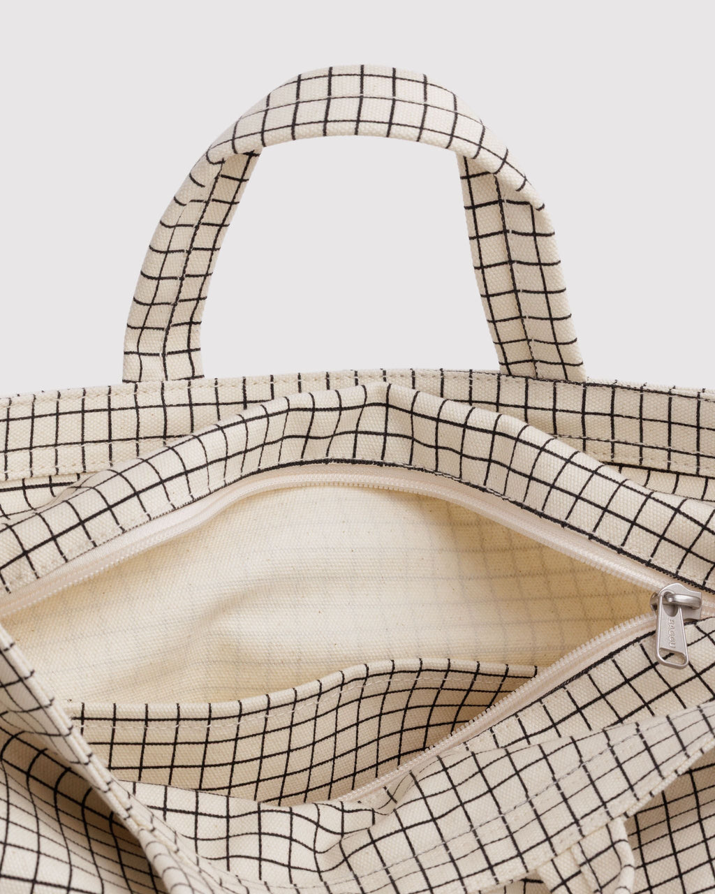 Horizontal Zip Duck Bag in Natural Grid - Roomy Everyday Carry