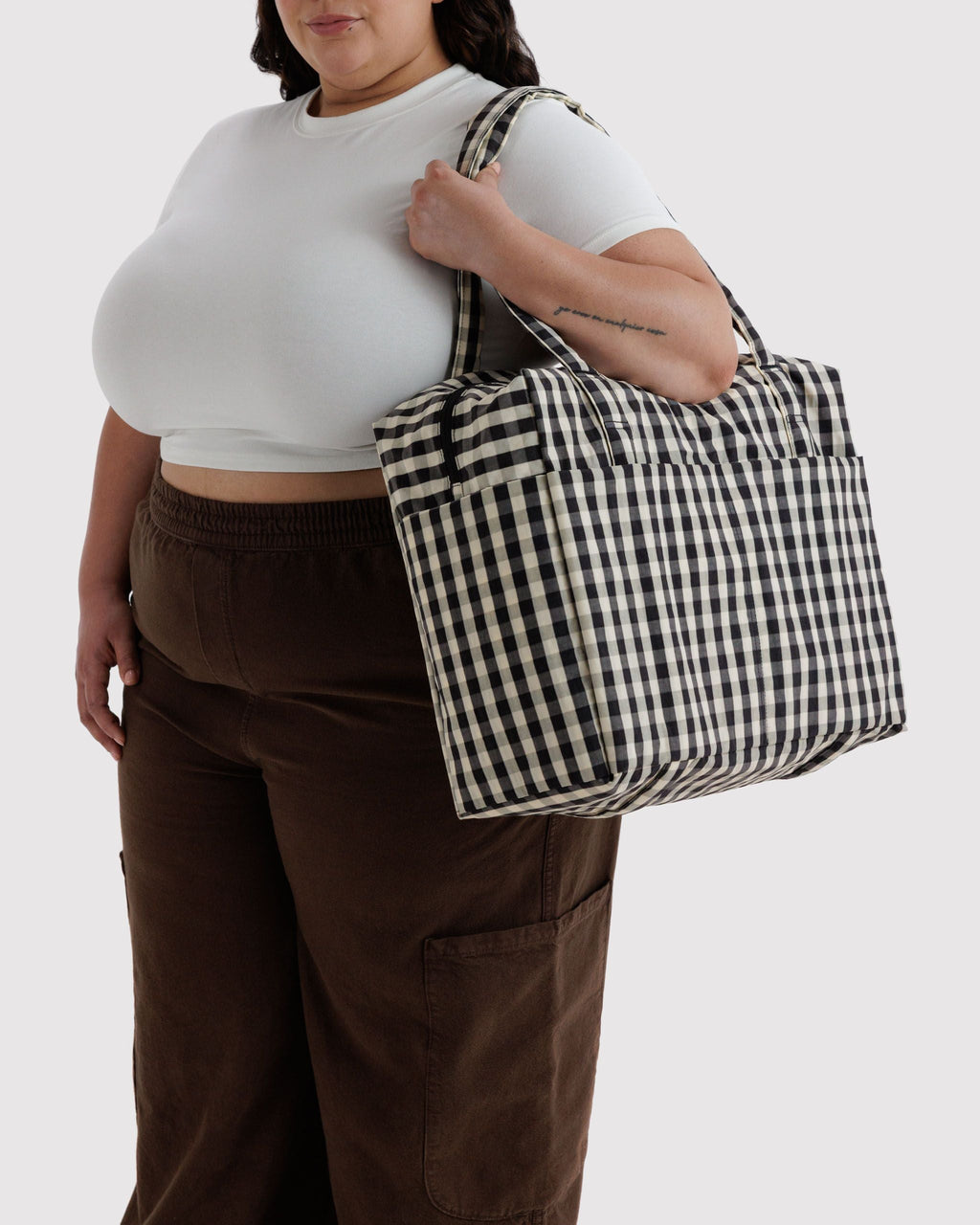 Cloud Carry-On in Black and Cream Gingham - Organized Travel Carry