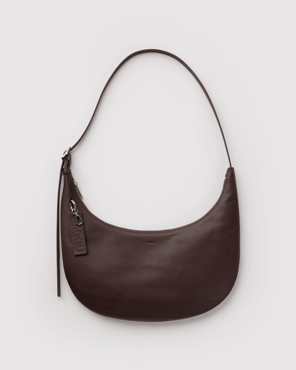 Medium Recycled Leather Flat Crescent - Brown