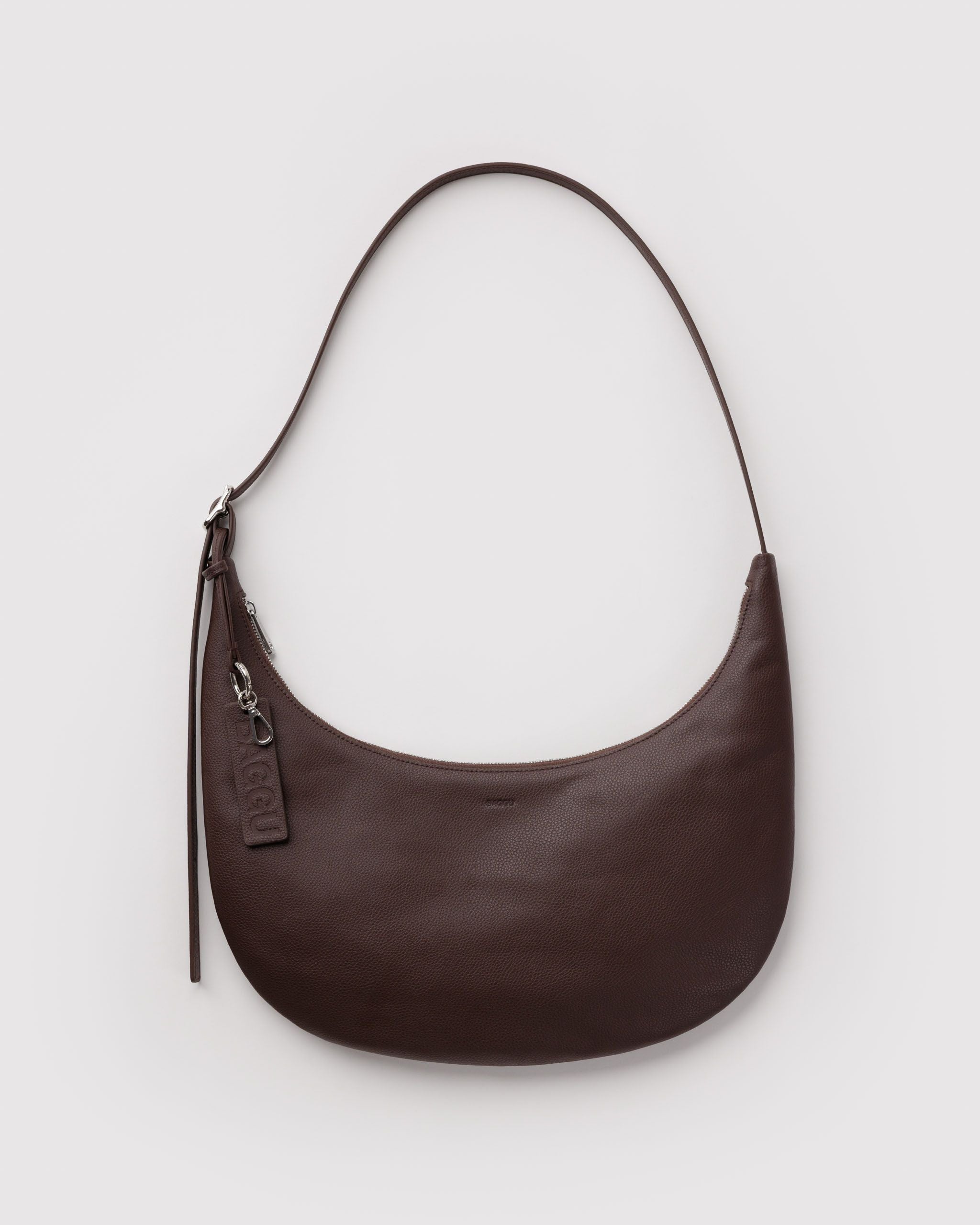 Medium Recycled Leather Flat Crescent - Brown