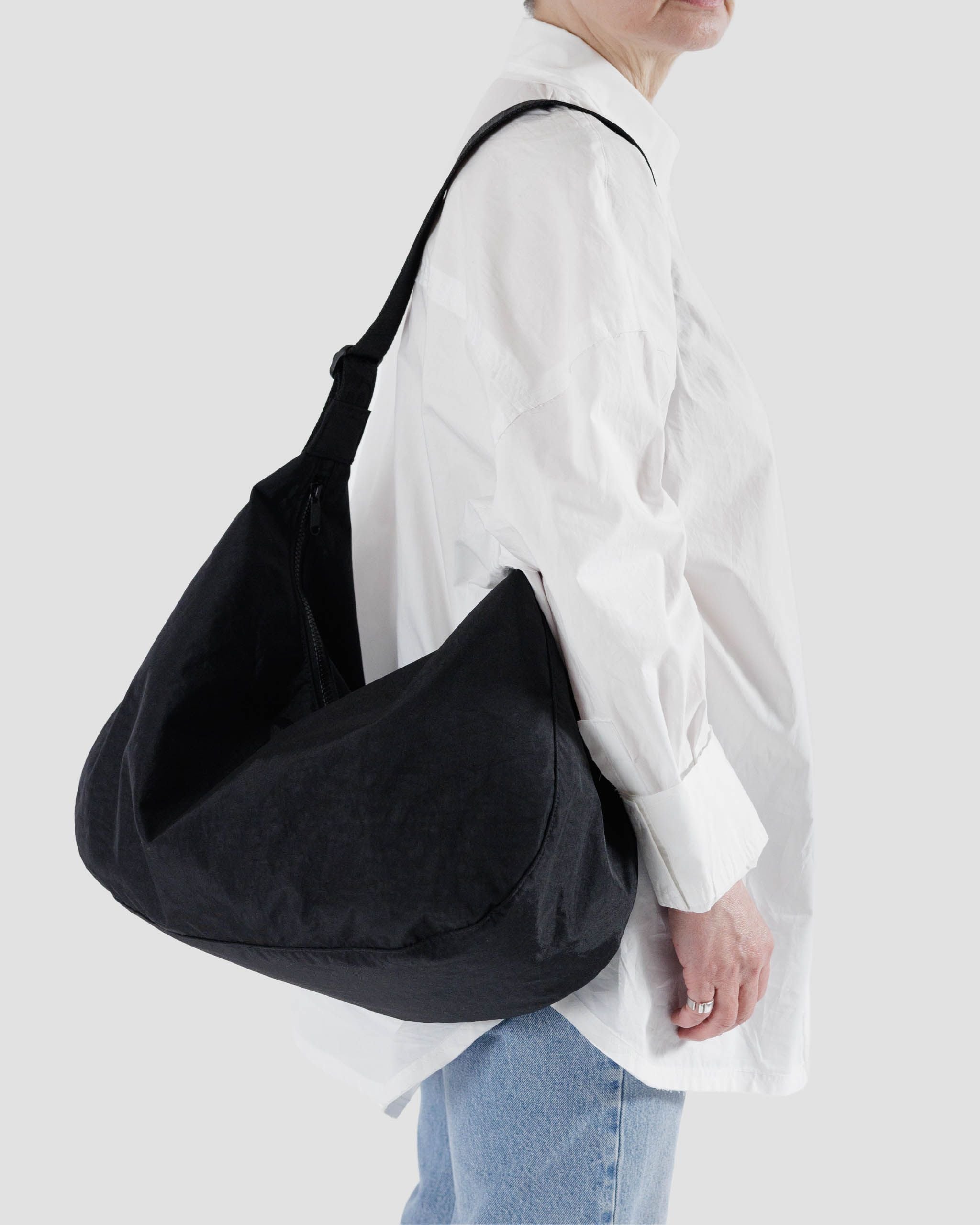 Large Nylon Crescent Bag in Black - Hands Free Everyday Carry