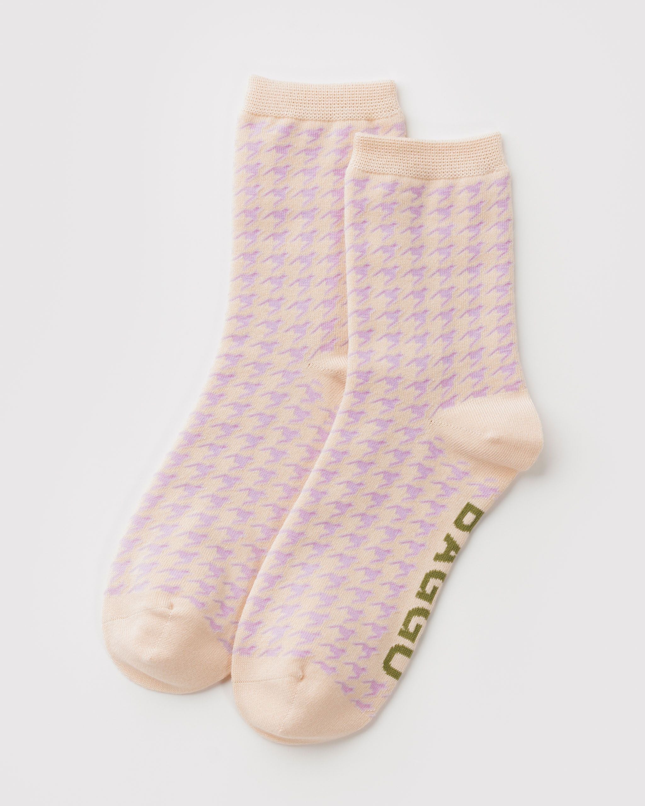 Crew Sock - Pink Houndstooth
