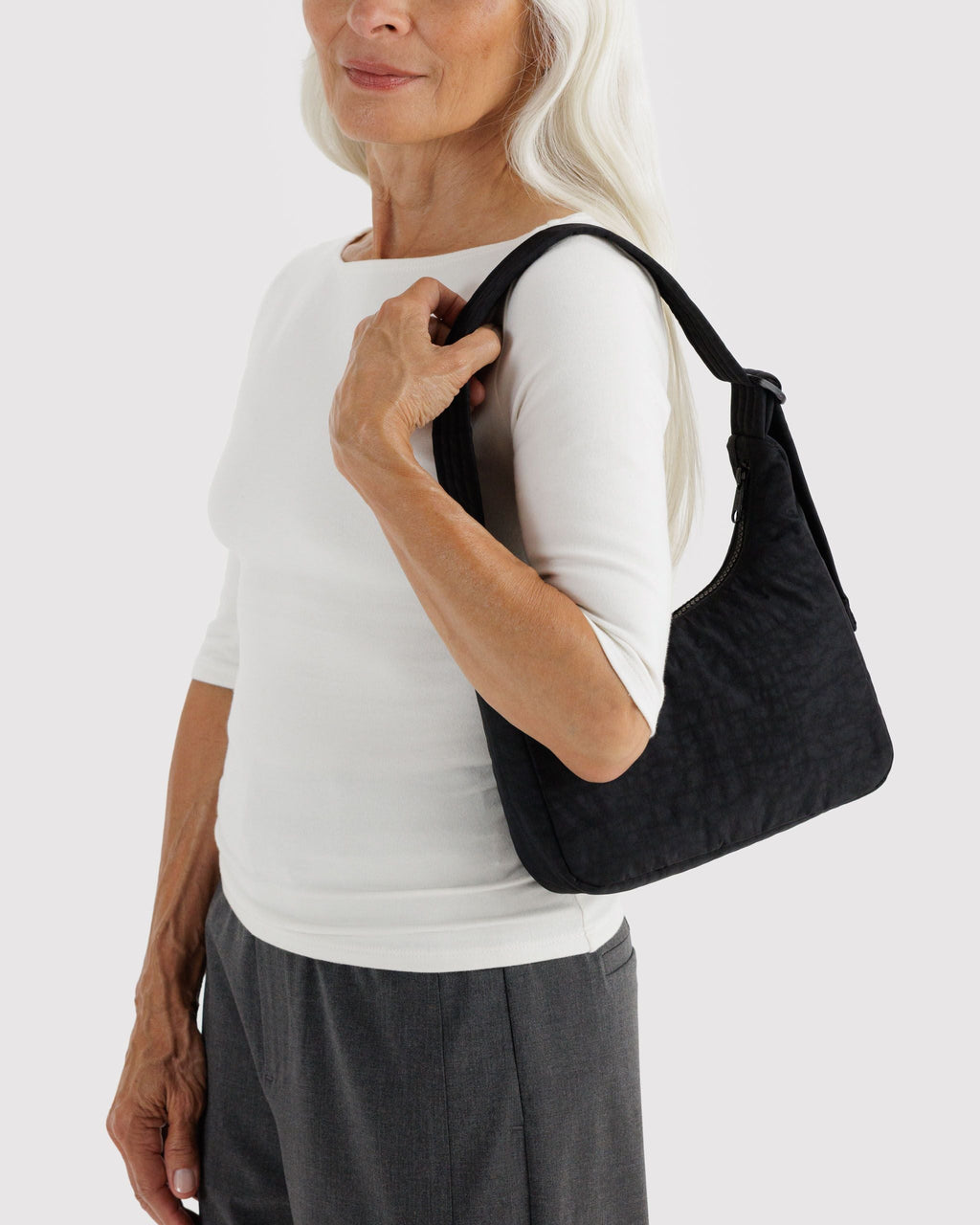 Mini Nylon Shoulder Bag in Black - Hands Free Everyday Carry