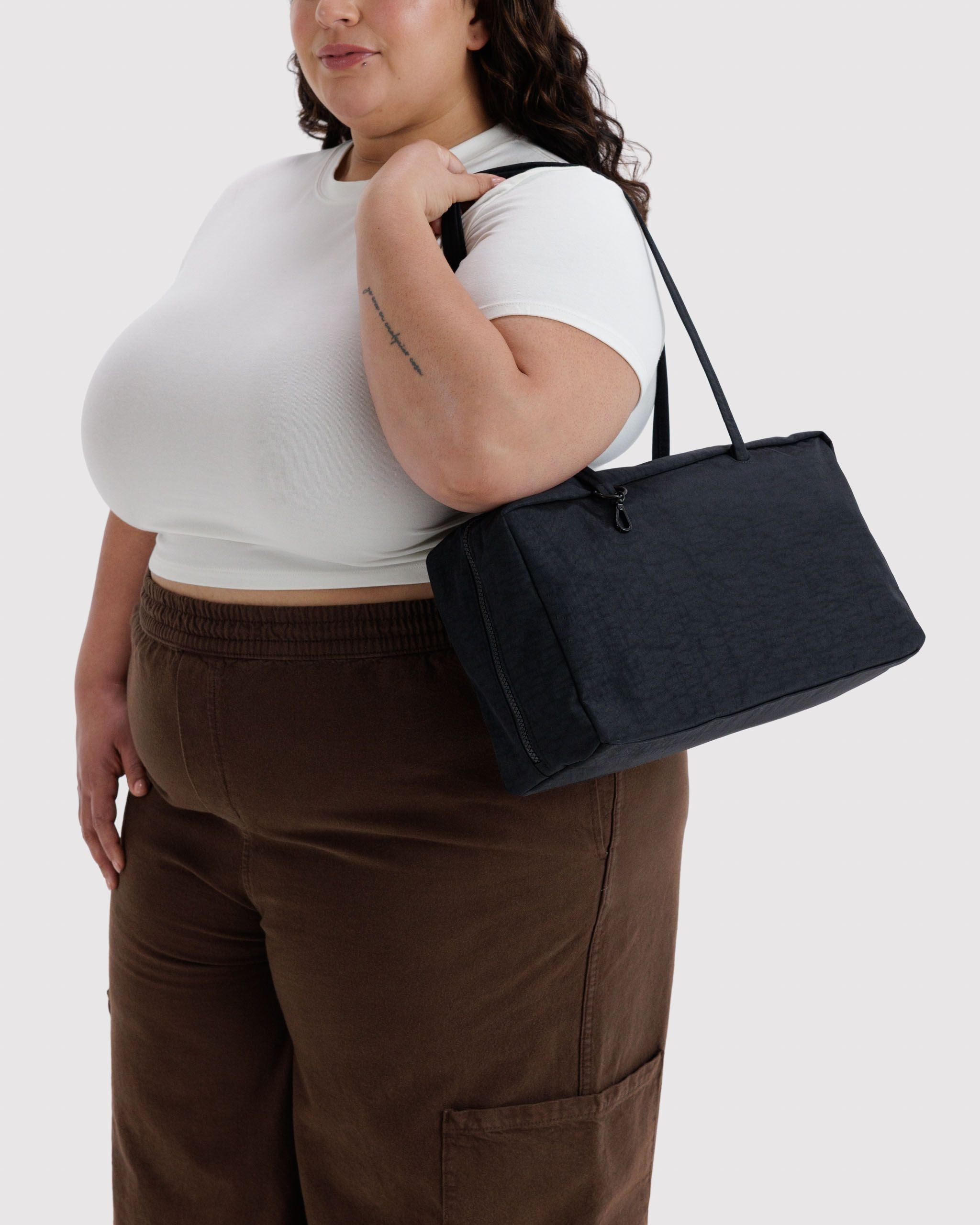 Medium Nylon Bowler Bag in Black - Hands Free Everyday Carry