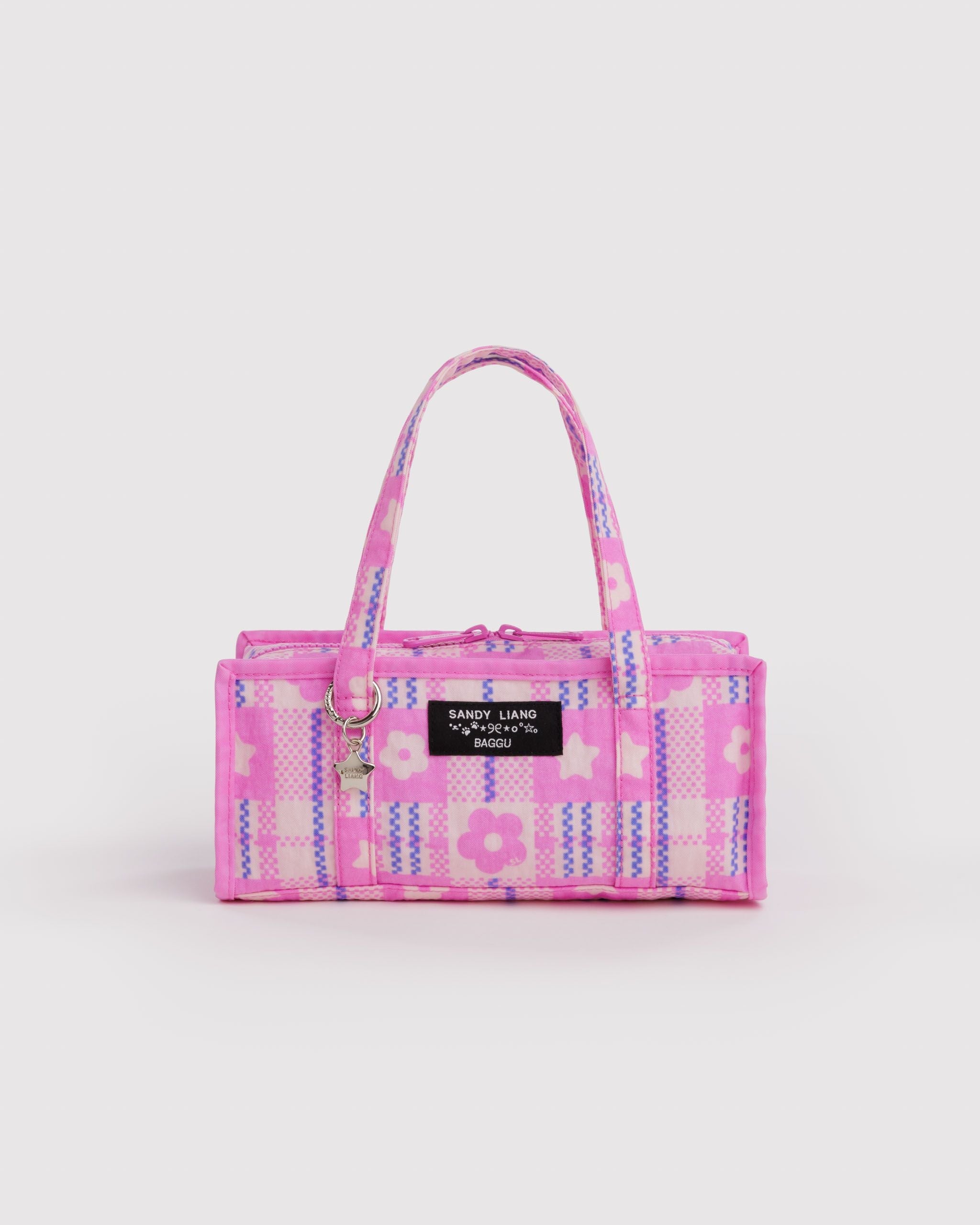 Mini Nylon Market Bag - Market Plaid Pink