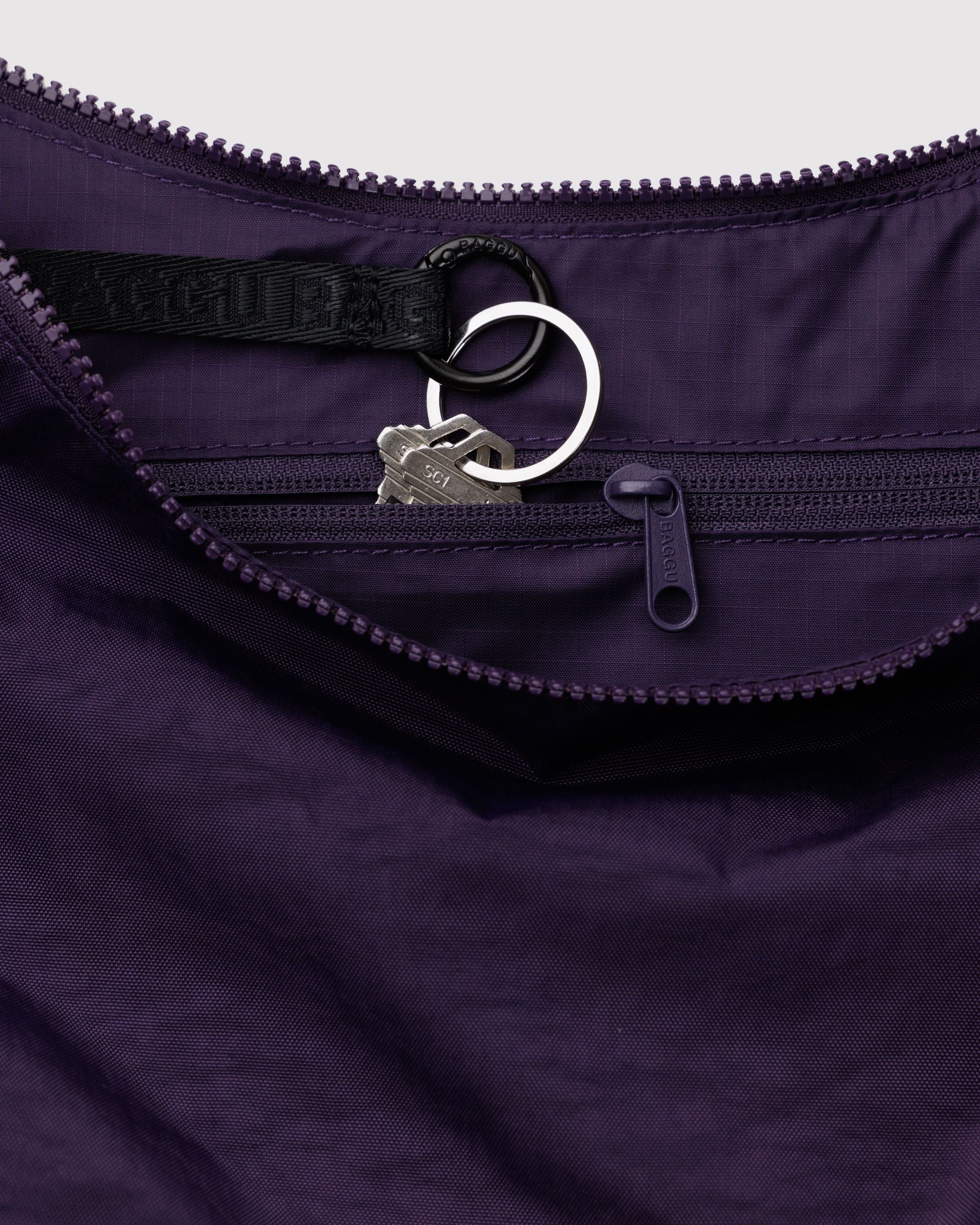 Medium Nylon Crescent Bag in Fig - Hands Free Everyday Carry