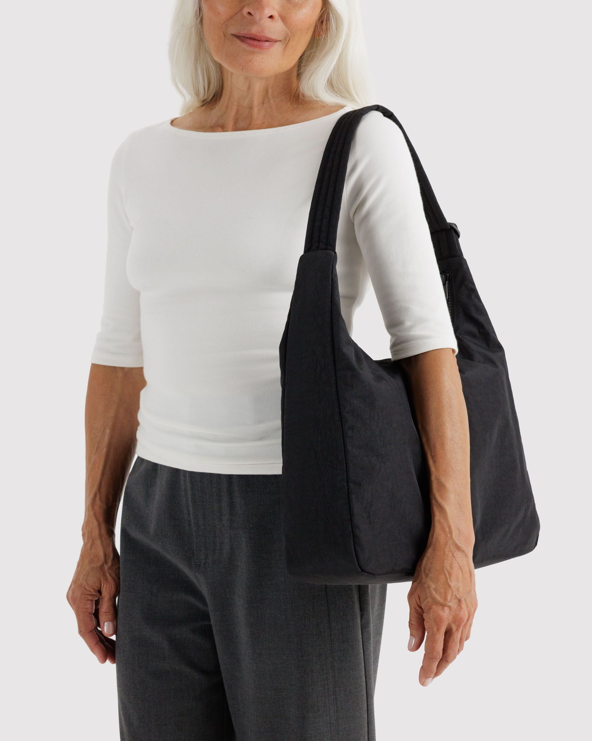 Nylon Shoulder Bag in Black - Hands Free Everyday Carry