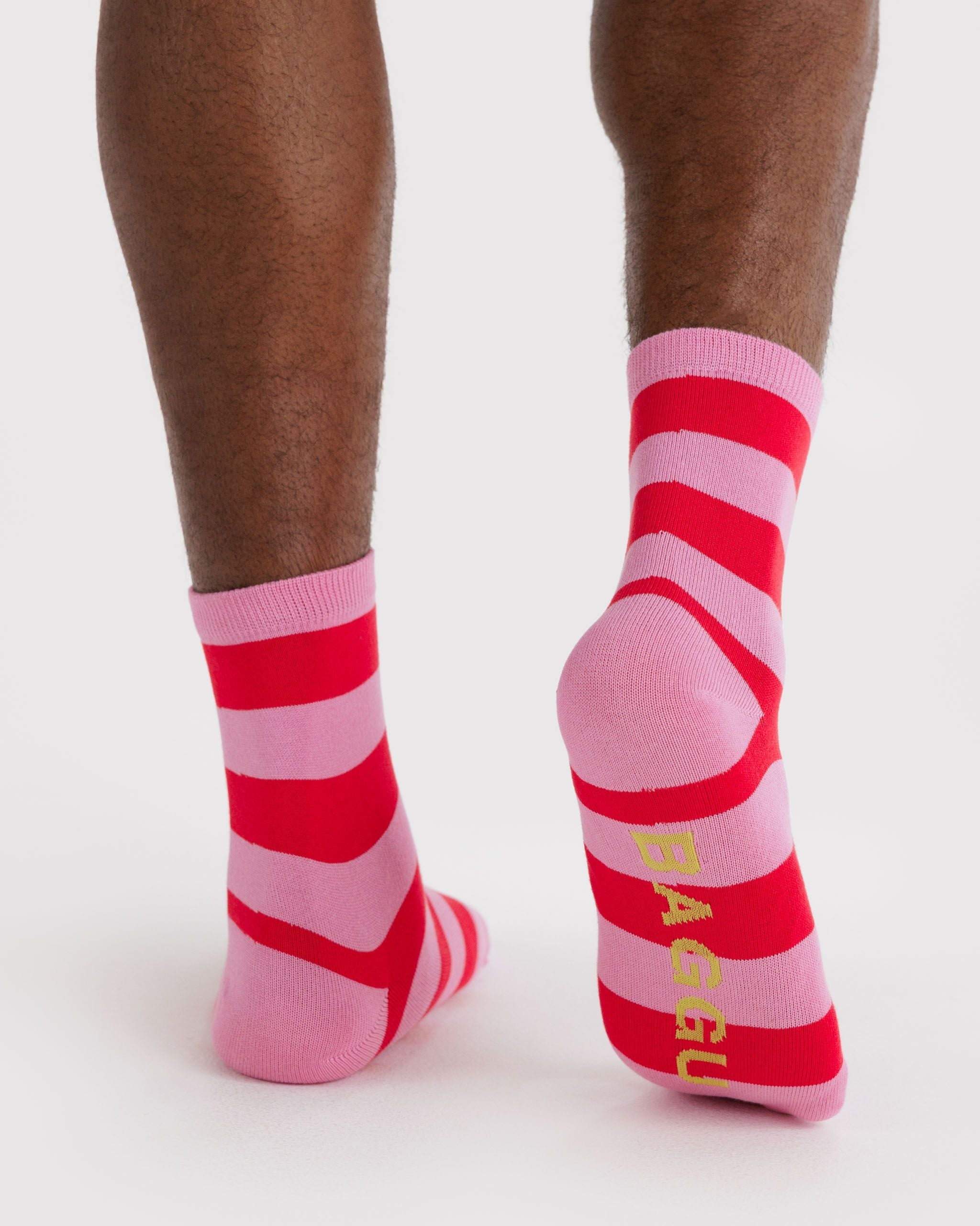 Crew Sock in Pink Stripe - Comfortable Everyday Style