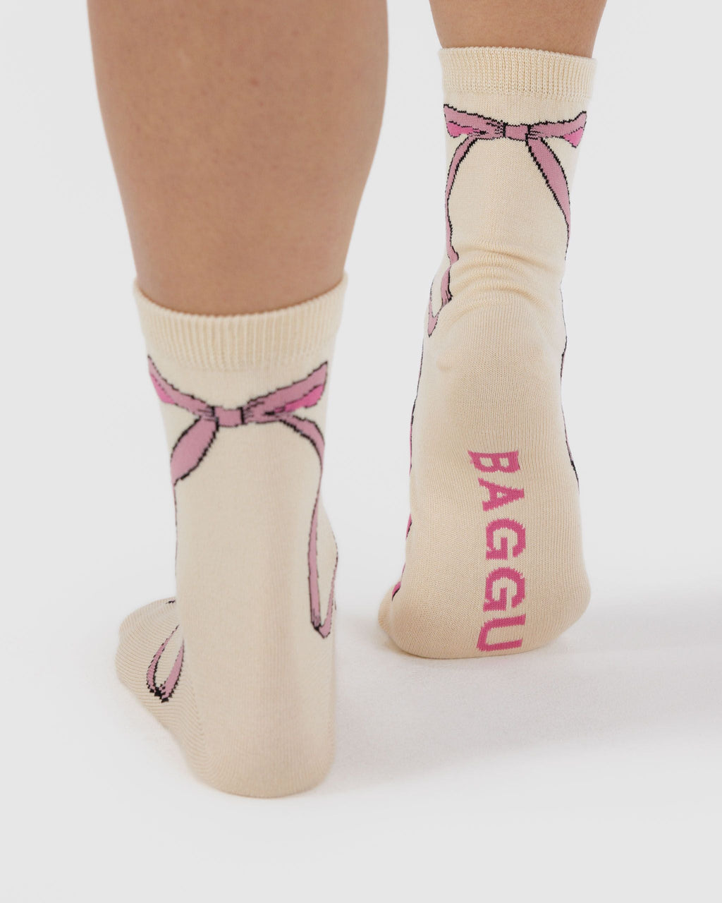 Crew Sock in Pink Bow - Comfortable Everyday Style