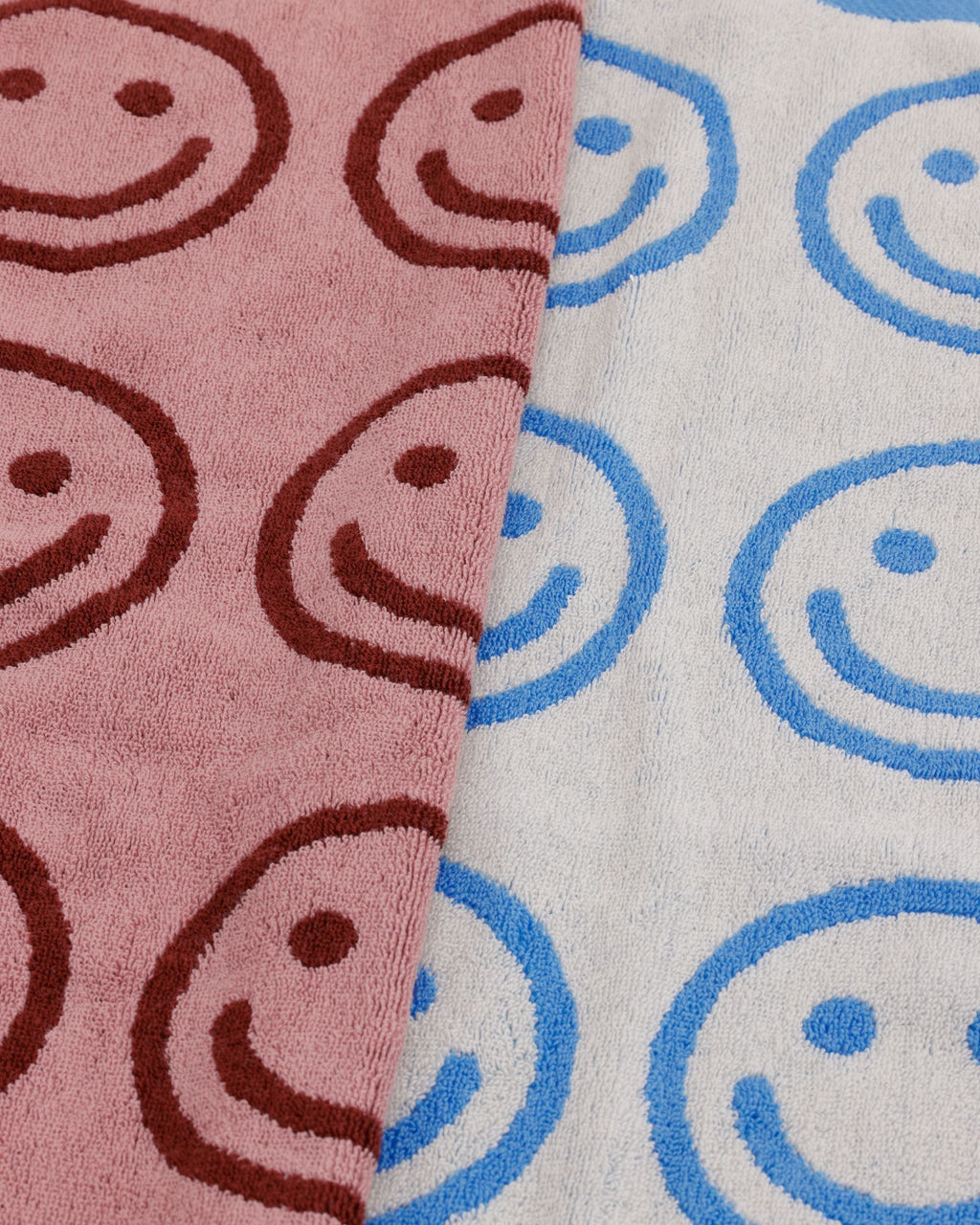 Hand Towel Set of 2 in Sky Blue and Blush Happy