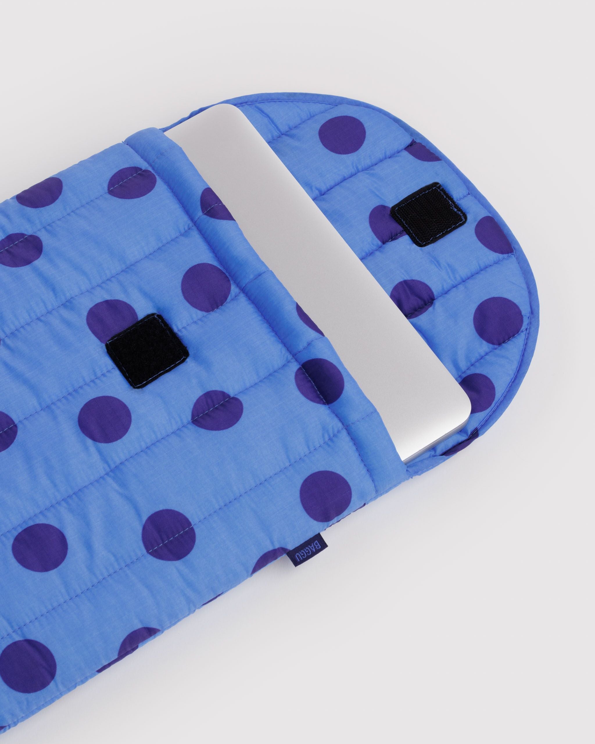 Puffy Laptop Sleeve 16 in Blue Polka Dot - Soft Protective Storage